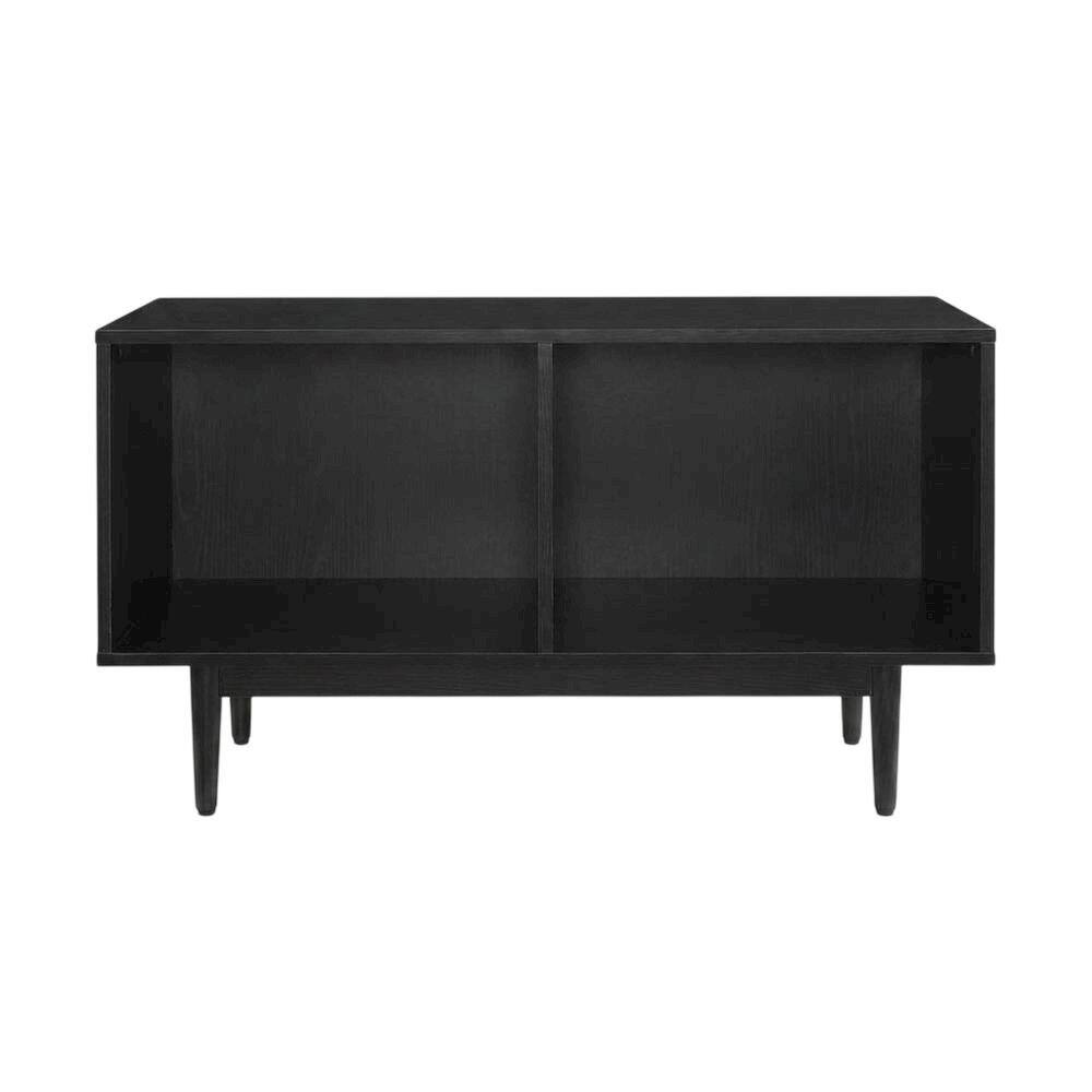 Left. FurniFact - Black Record Player Stand with Vinyl Storage Shelves - Black.