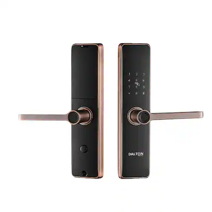 Front. Dalton - D03 5-in-1 Wi-fi Copper Finish Smart Lock - Bronze.