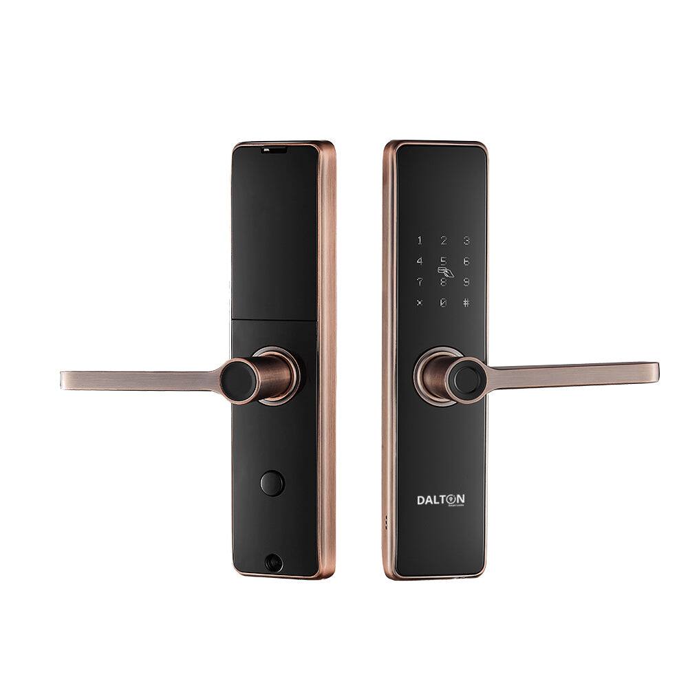 Front. Dalton - D03 5-in-1 Wi-fi Copper Finish Smart Lock - Bronze.