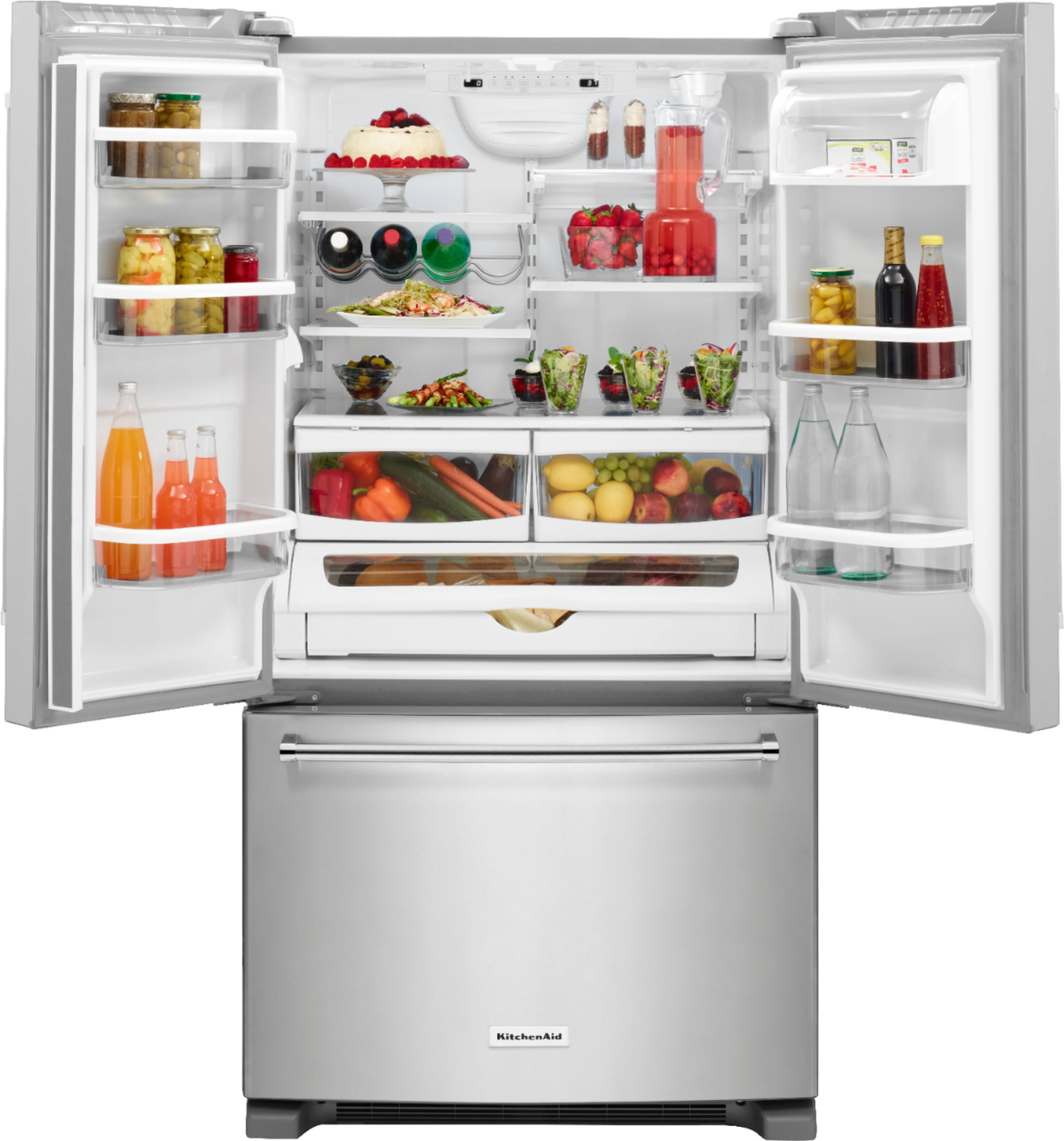Alt View 1. KitchenAid - 25 cu. ft. French Door Refrigerator with Interior Water Dispenser - Stainless Steel.