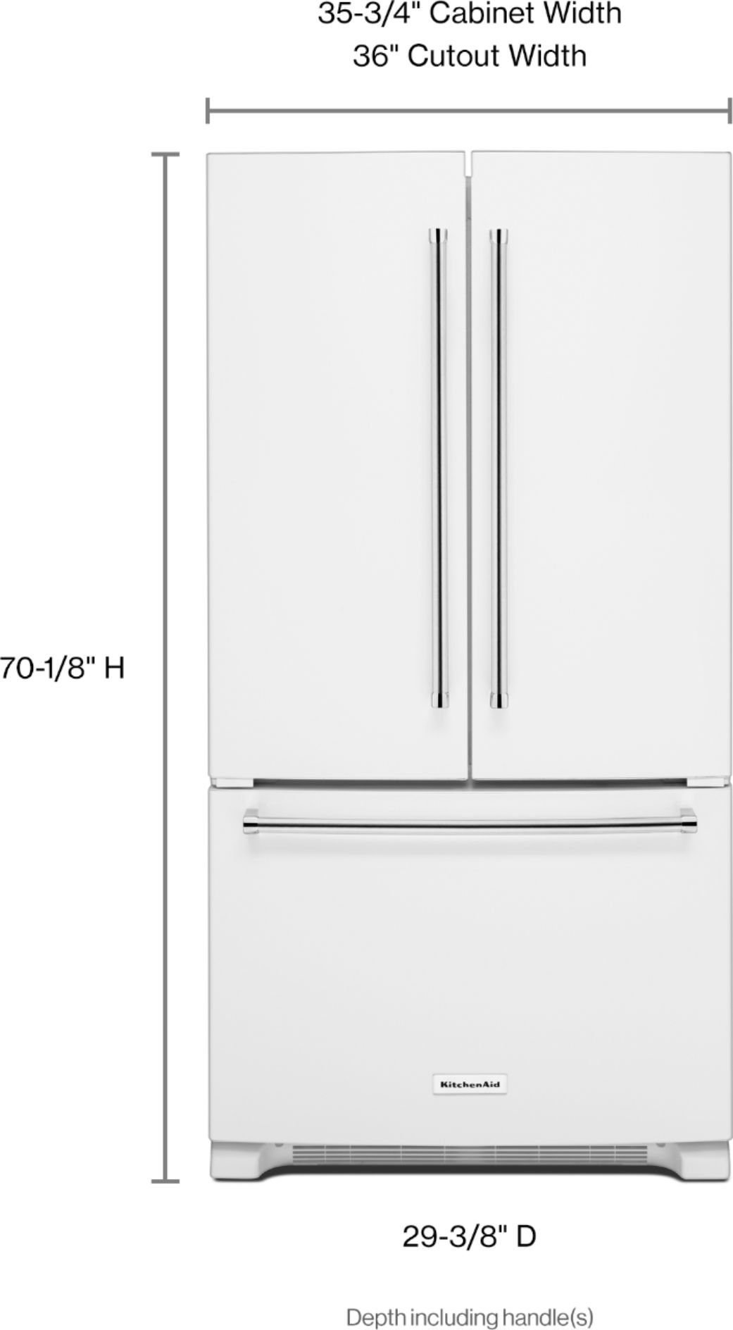 KitchenAid 36 in. 20.0 cu. ft. Counter Depth French Door Refrigerator with  Internal Filtered Water Dispenser - Stainless Steel