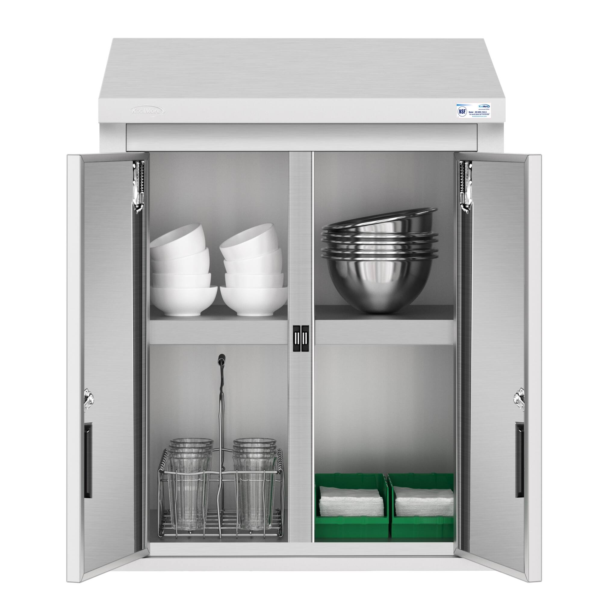 Angle. Koolmore - 24 in. Kitchen Wall Cabinet with Hinged Doors and 2 shelves in Stainless-Steel (KM-WMC-1524-S) - Stainless-Steel.