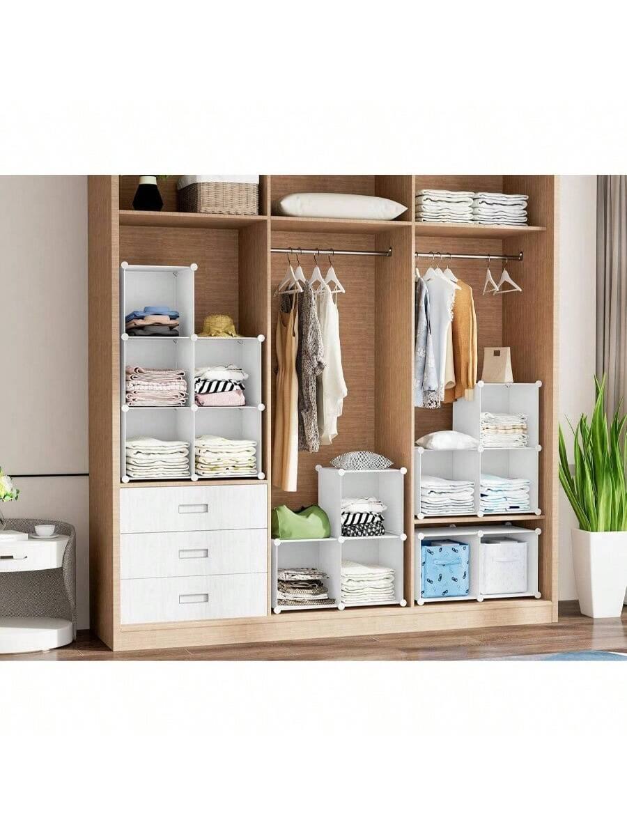 Alt View 4. Live At Space - 6 - Cube Storage Organizer, Closet Organizer Cabinet Shelf Bookcase Bookshelf, Cubes Cabinet, Closet, Bedroom, Bathroom - White + 60x48x12''.