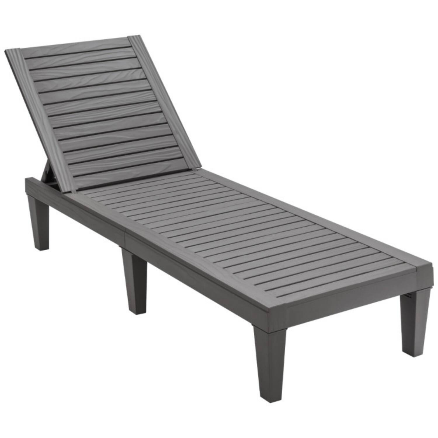 Alt View 4. Mondawe - Outdoor Chaise Lounge Chair w/ 5-Position Backrest 400 lbs 75" PP Material Grey - Gray.