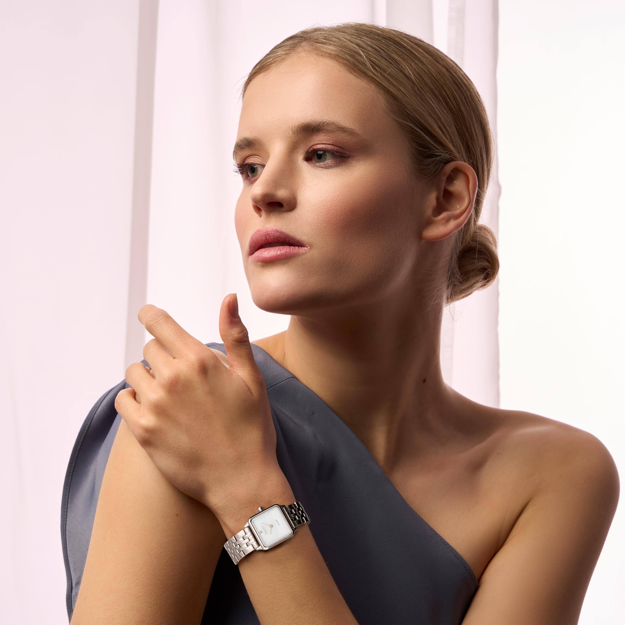 Alt View 1. Obaku - Obaku Adamas Steel Women’s Watch, Stainless Steel Mesh Bracelet, 22.5mm Case – White Mother of Pearl Dial - Mother of Pearl White.