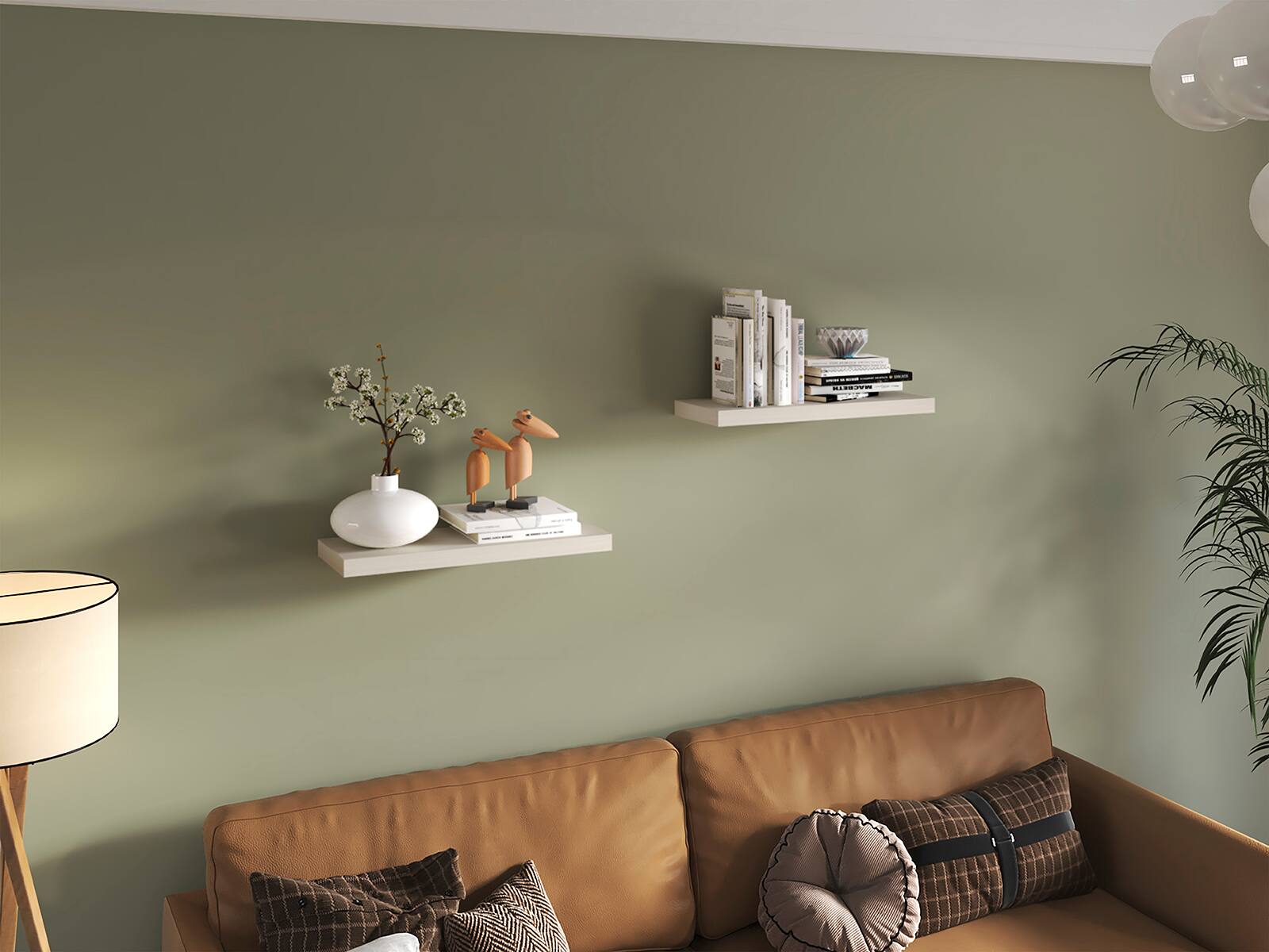 Alt View 1. TuHome - Ecco 31.5" Wide Floating Shelves Set Of 2, Shelves For Wall Decor For Bedroom, Bathroom Storage Shelves. - White Washed Oak.