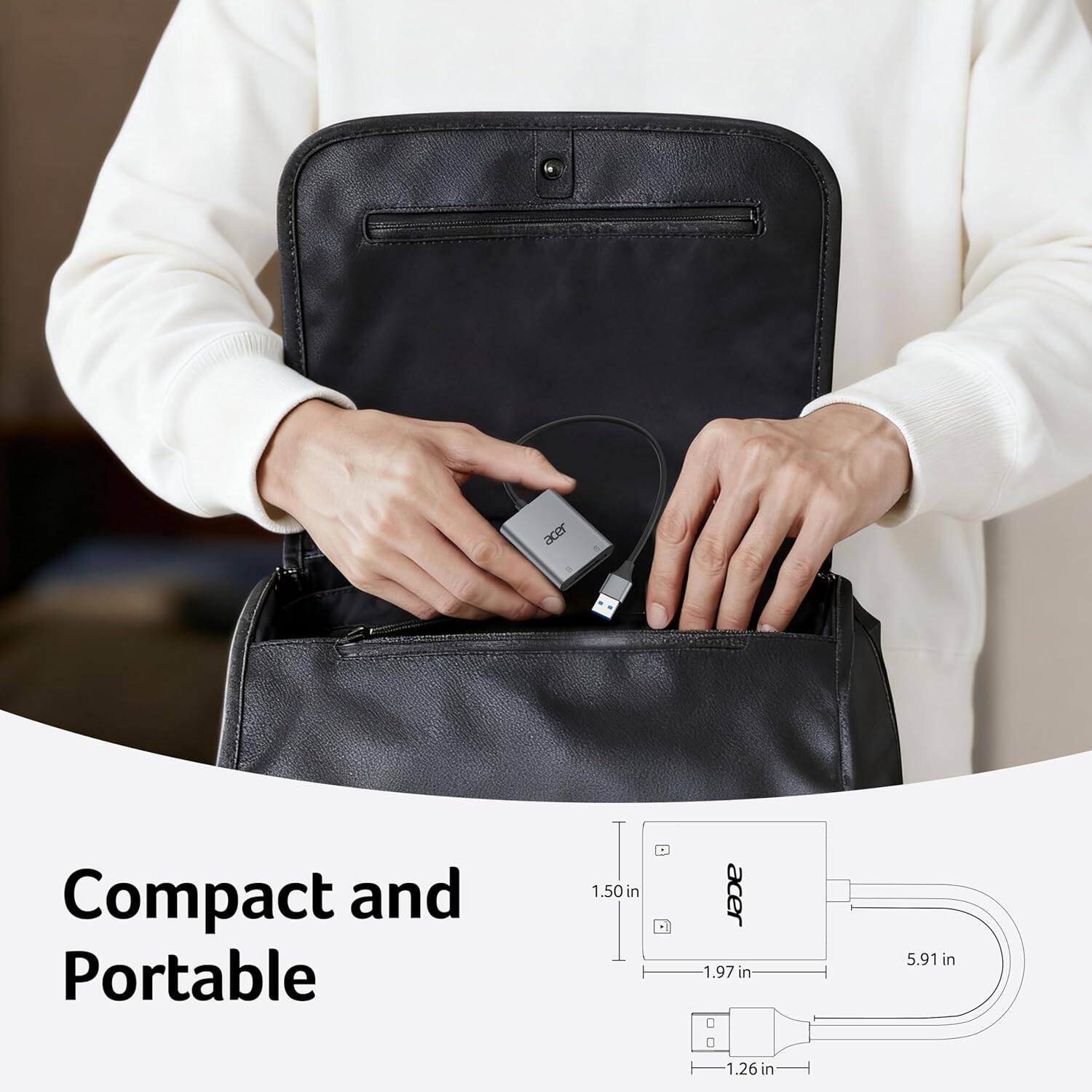 Compact and Portable

1.50 in  
1.97 in  
5.91 in  
1.26 in