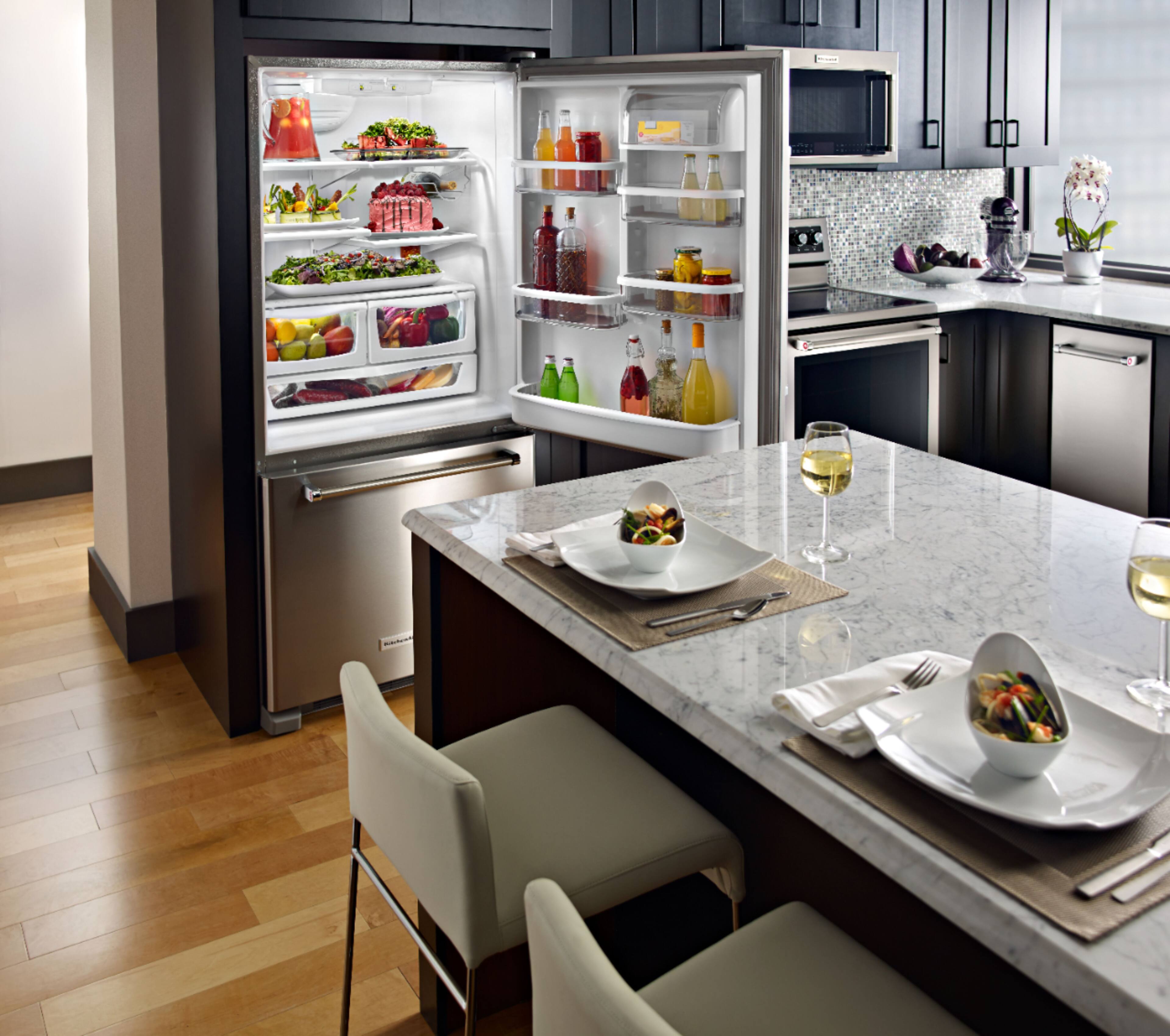 Alt View 13. KitchenAid - 22.1 Cu. Ft. Bottom-Freezer Refrigerator - Stainless Steel.