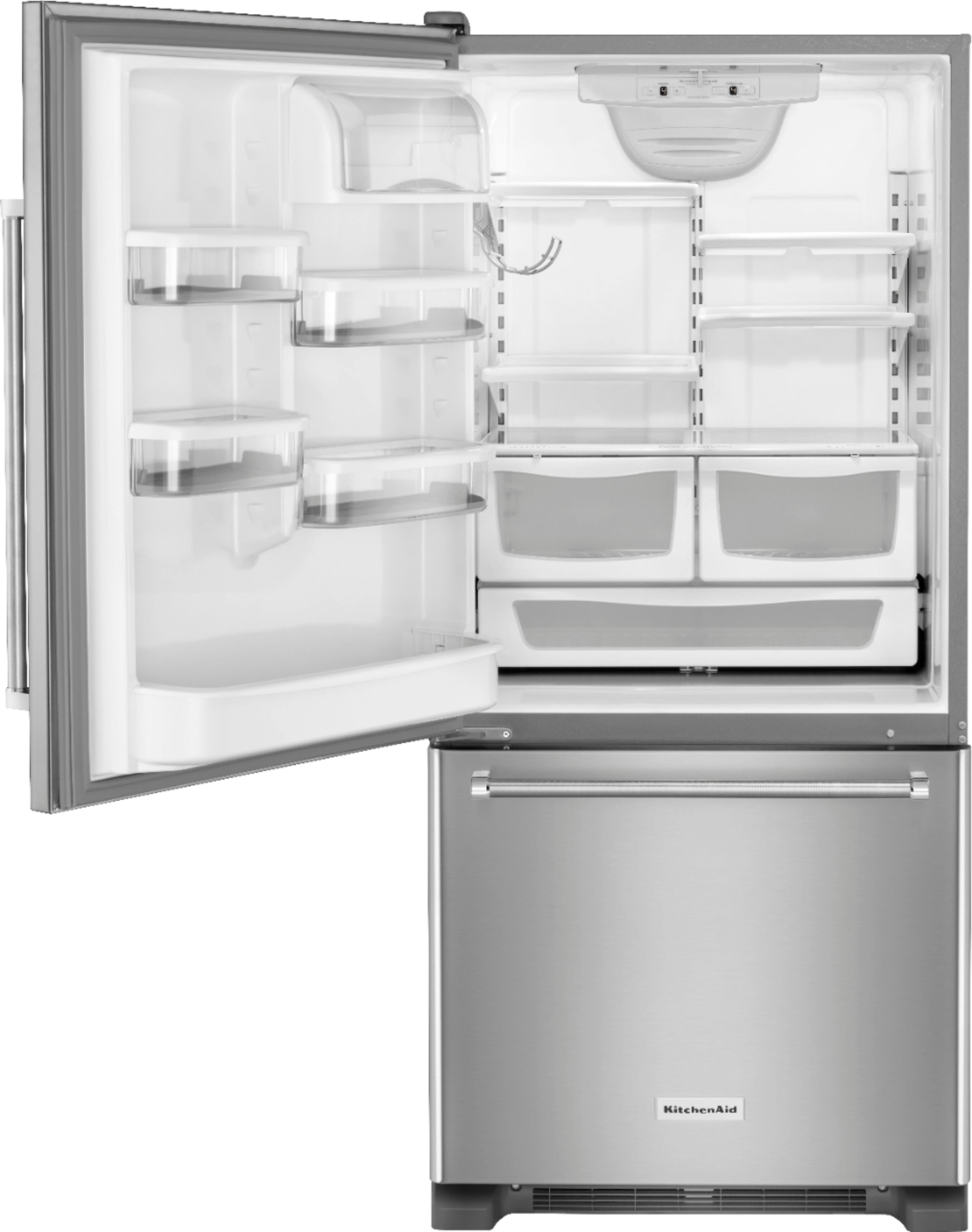 Alt View 2. KitchenAid - 19 Cu. Ft. Bottom-Freezer Refrigerator with Produce Preserver - Stainless Steel.