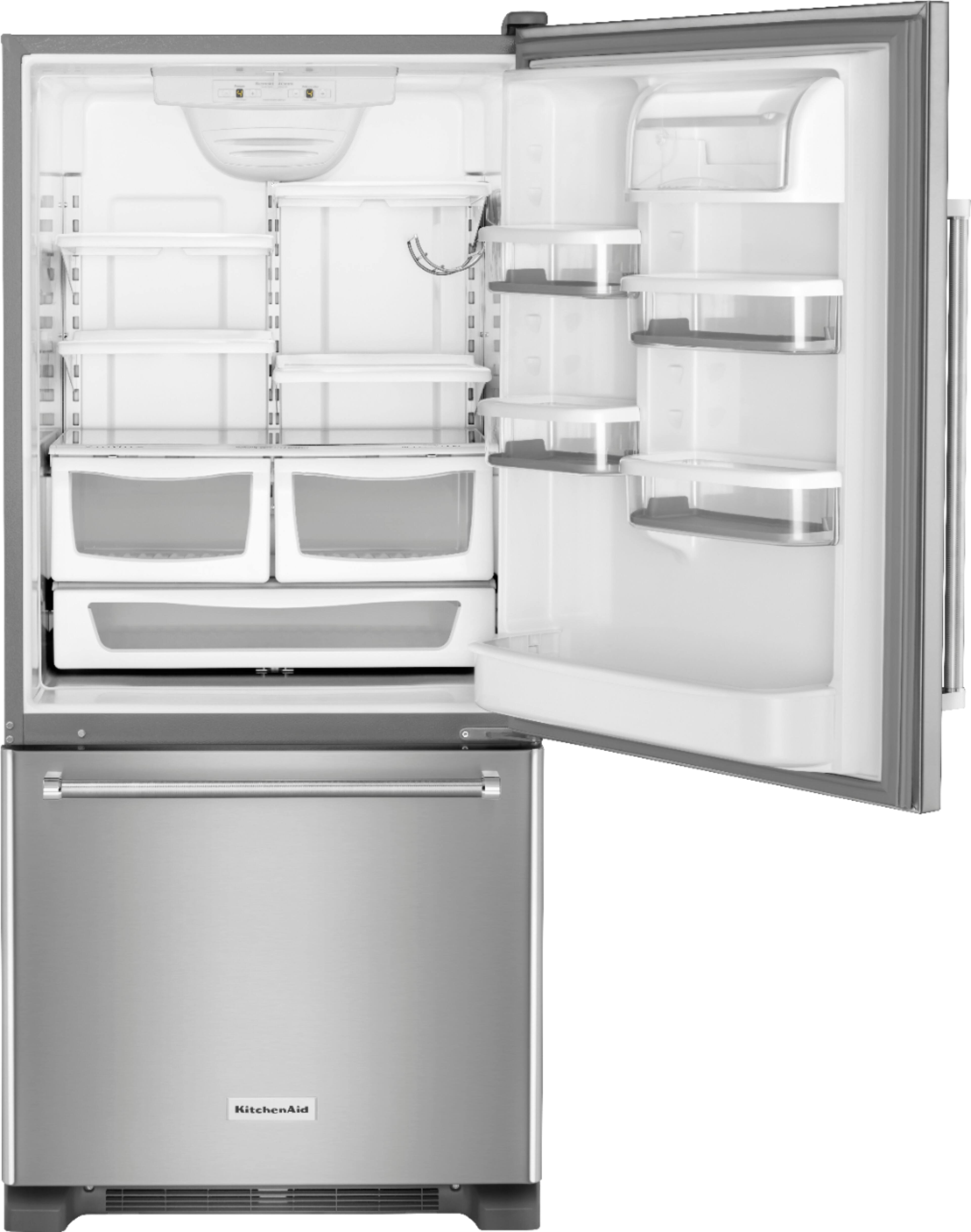 Alt View 2. KitchenAid - 19 Cu. Ft. Bottom-Freezer Refrigerator with Produce Preserver - Stainless Steel.