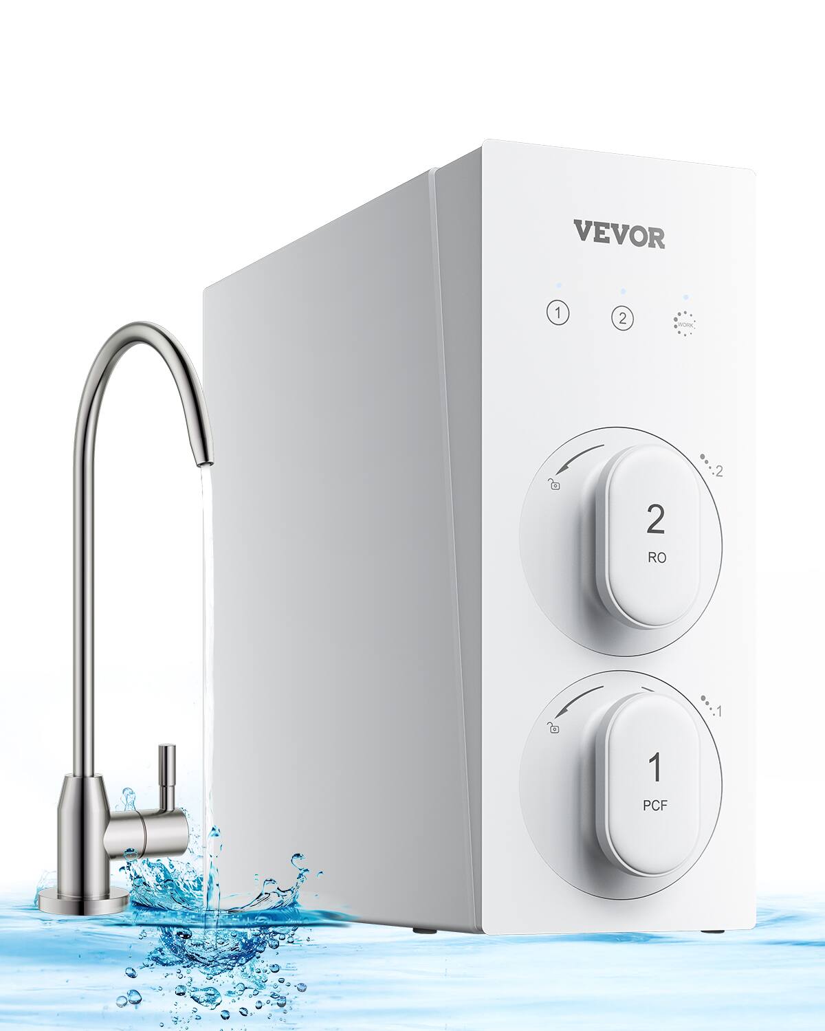 VEVOR - Reverse Osmosis System, 400 GPD 8-stage Tankless Reverse Osmosis Water Filter, Under Sink Water Filtration System - White