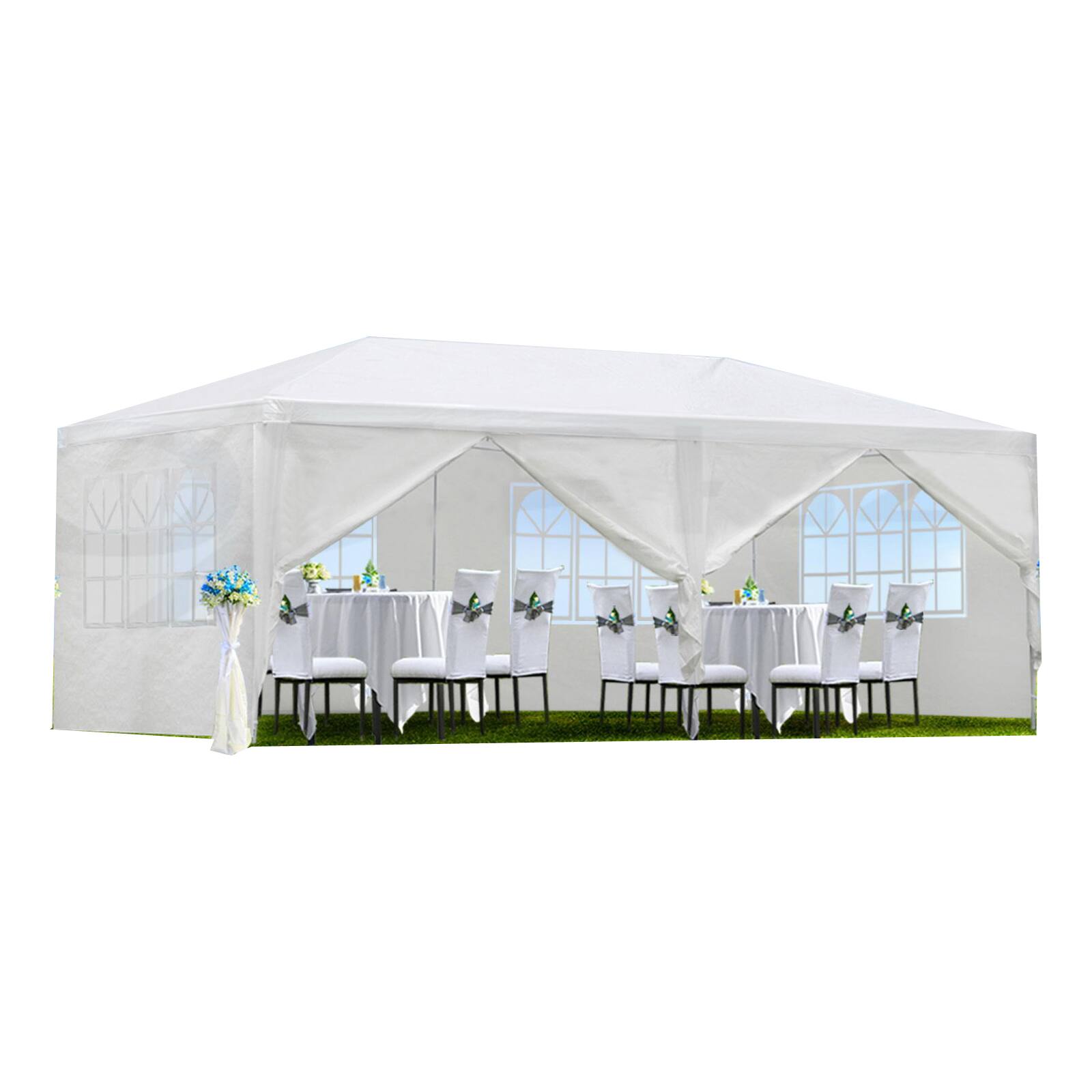 Angle. Tiramisubest - 10x20' Outdoor Garden Gazebo with Removable Sidewalls for Weddings and Parties - White.