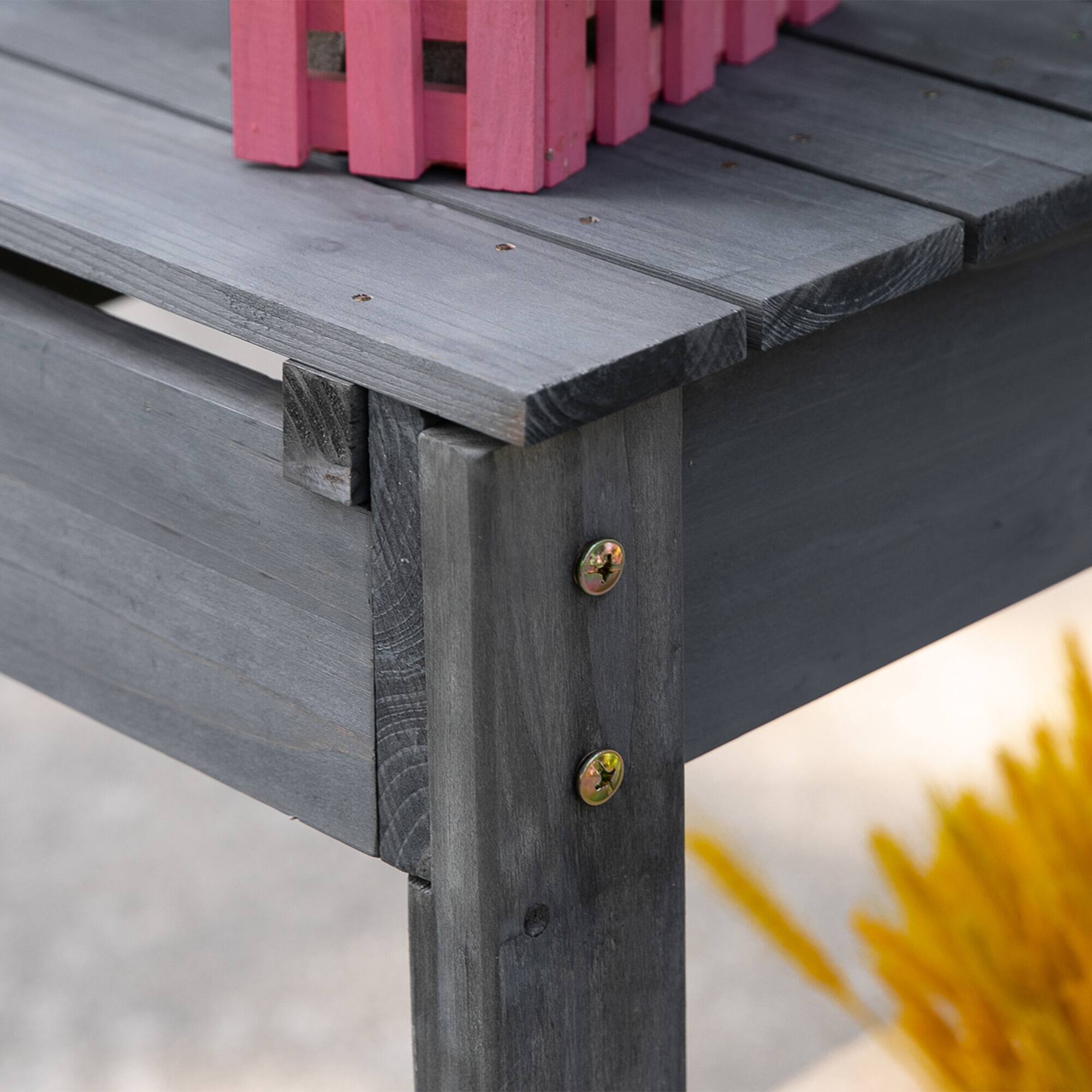 Alt View 8. Outsunny - Outdoor Potting Bench Table, Wooden Workstation with Sliding Tabletop, Storage Shelf and Dry Sink, for Greenhouse - Gray.