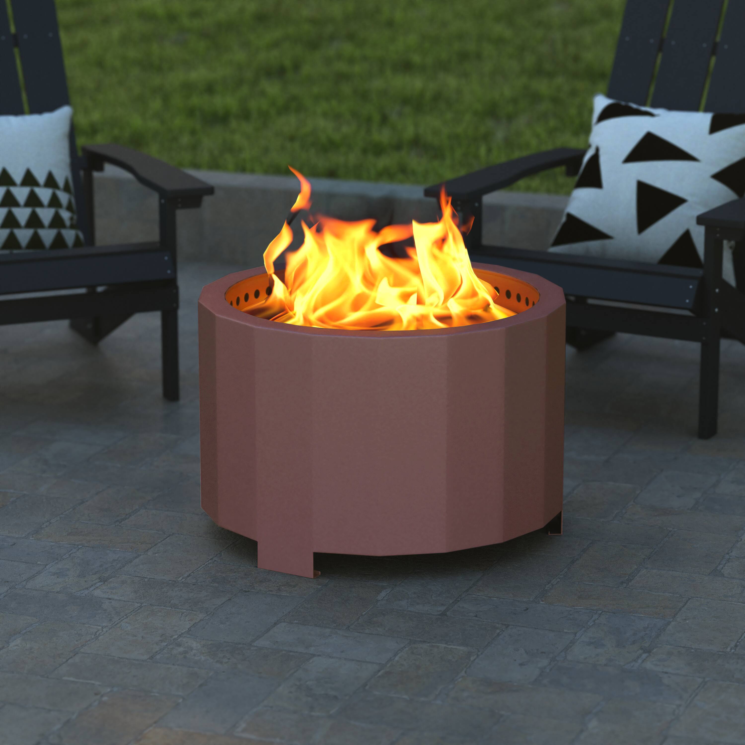 Alt View 4. Emma + Oliver - Hestia Steel Portable Smokeless Wood Burning Firepit with Waterproof Cover for Outdoor Use - Bronze.