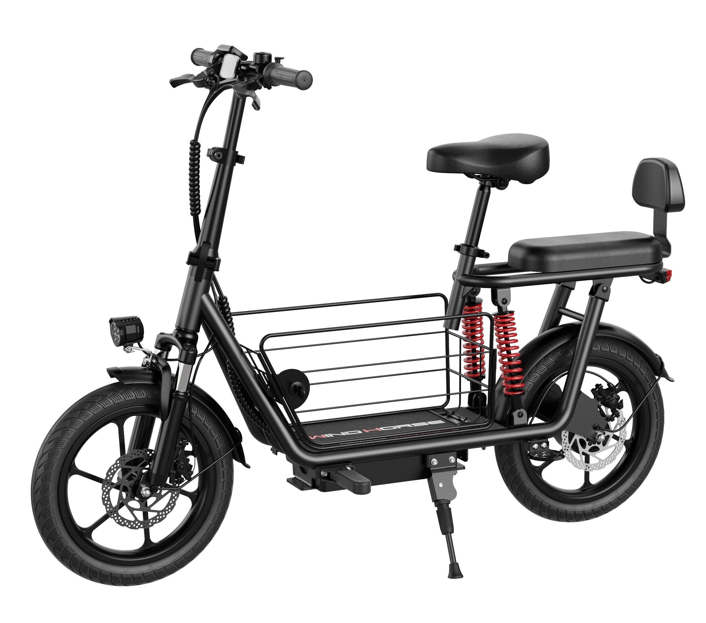 Windhorse - 500W Electric Scooter with Seat - 20MPH & 20 Miles Max Range - Dual Suspension - Rear Passenger Seat - Black
