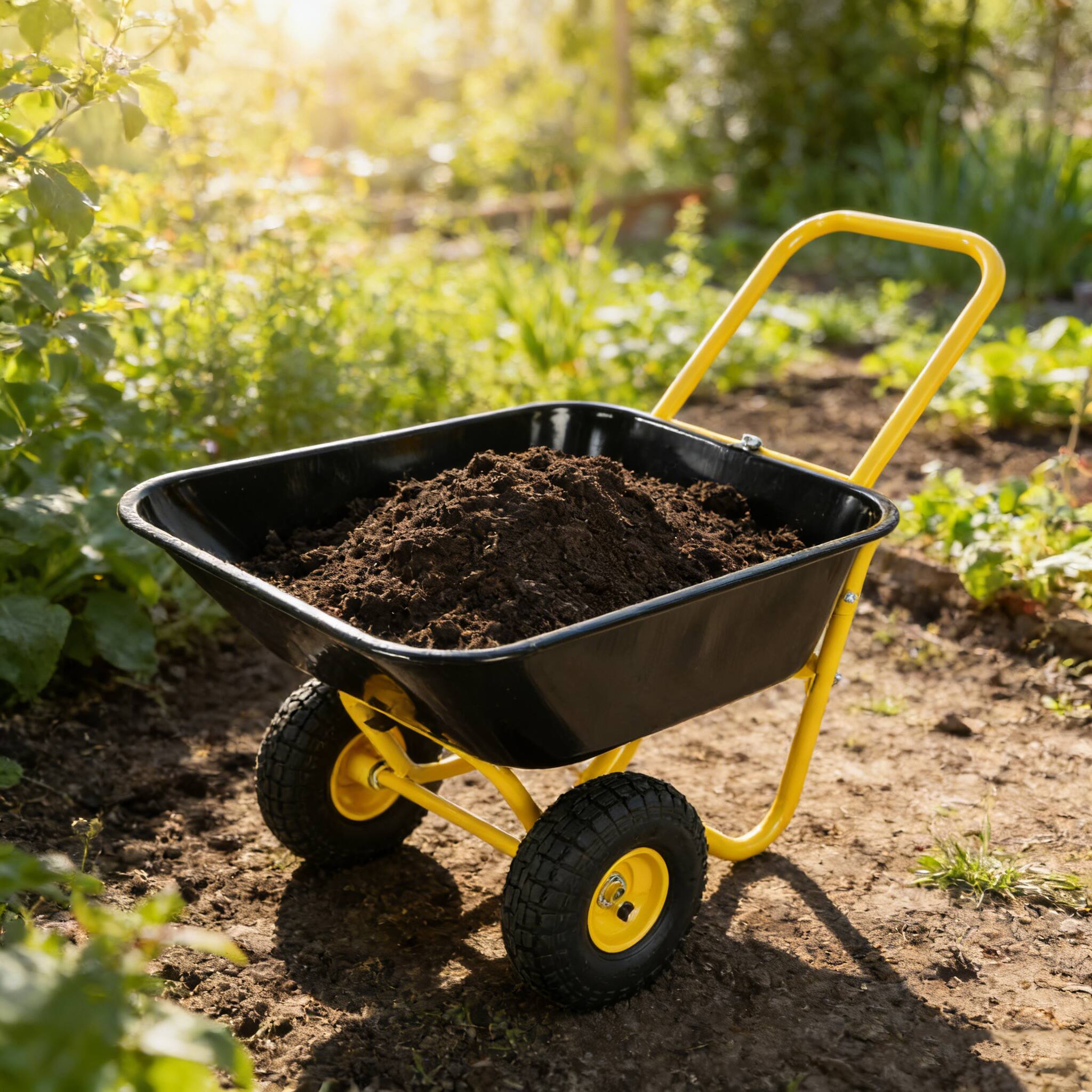 Alt View 3. COWLOWN - 2 Wheel Garden Barrow 10in Yellow Black Pneumatic Wheels - Yellow Black.