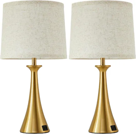 Front. Dazzed Corner - Table Lamps Set of 2, Bedside Lamps for Nightstand - Gold.