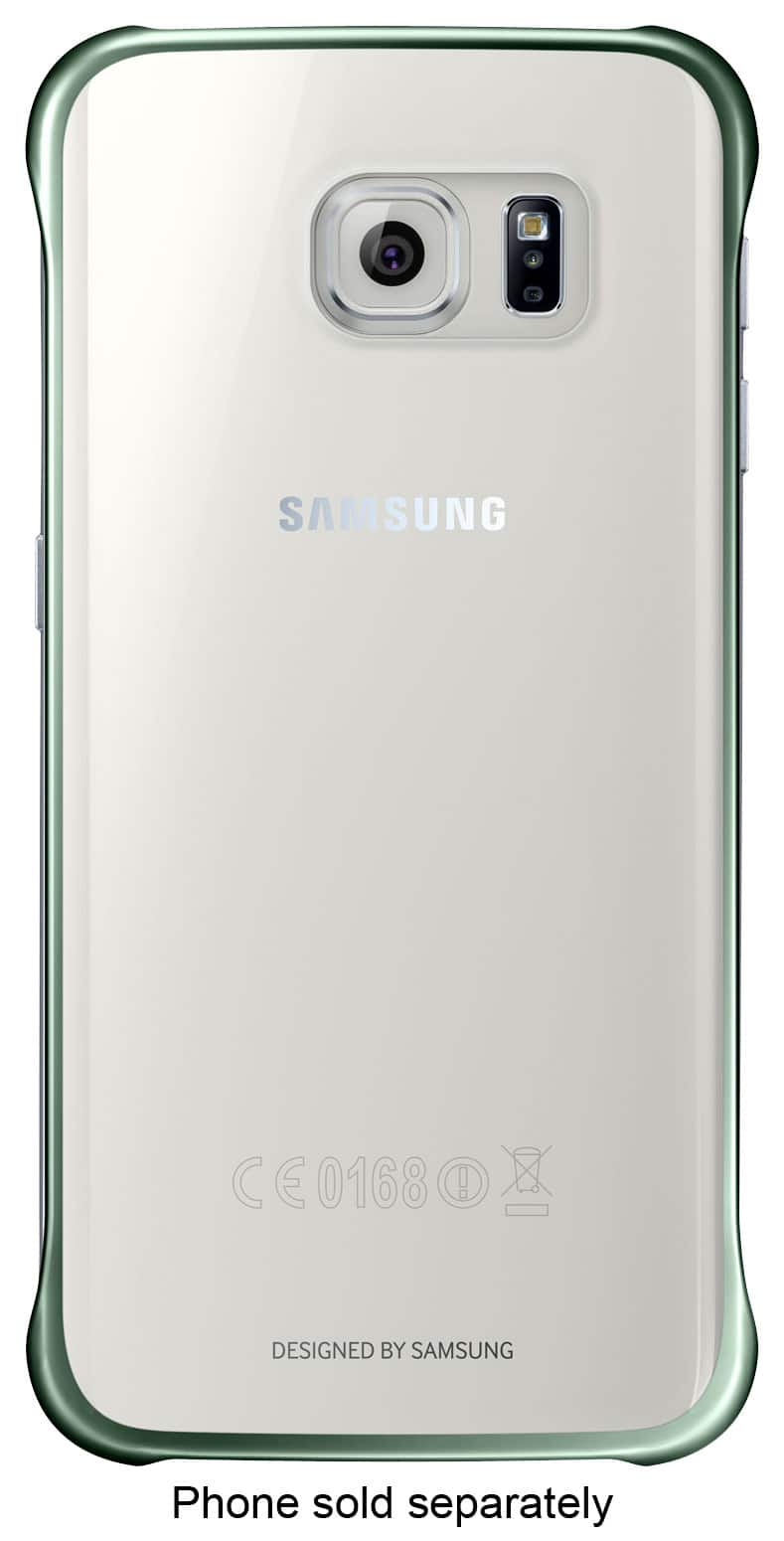 Front. Samsung - Protective Cover Case for Samsung Galaxy S6 edge Cell Phones - Clear Green.