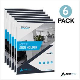 AdirOffice - Sign Holder, 8.5""x 11" Clear Wall Mount Side-Loading Acrylic Sign Holders - 6-Pack