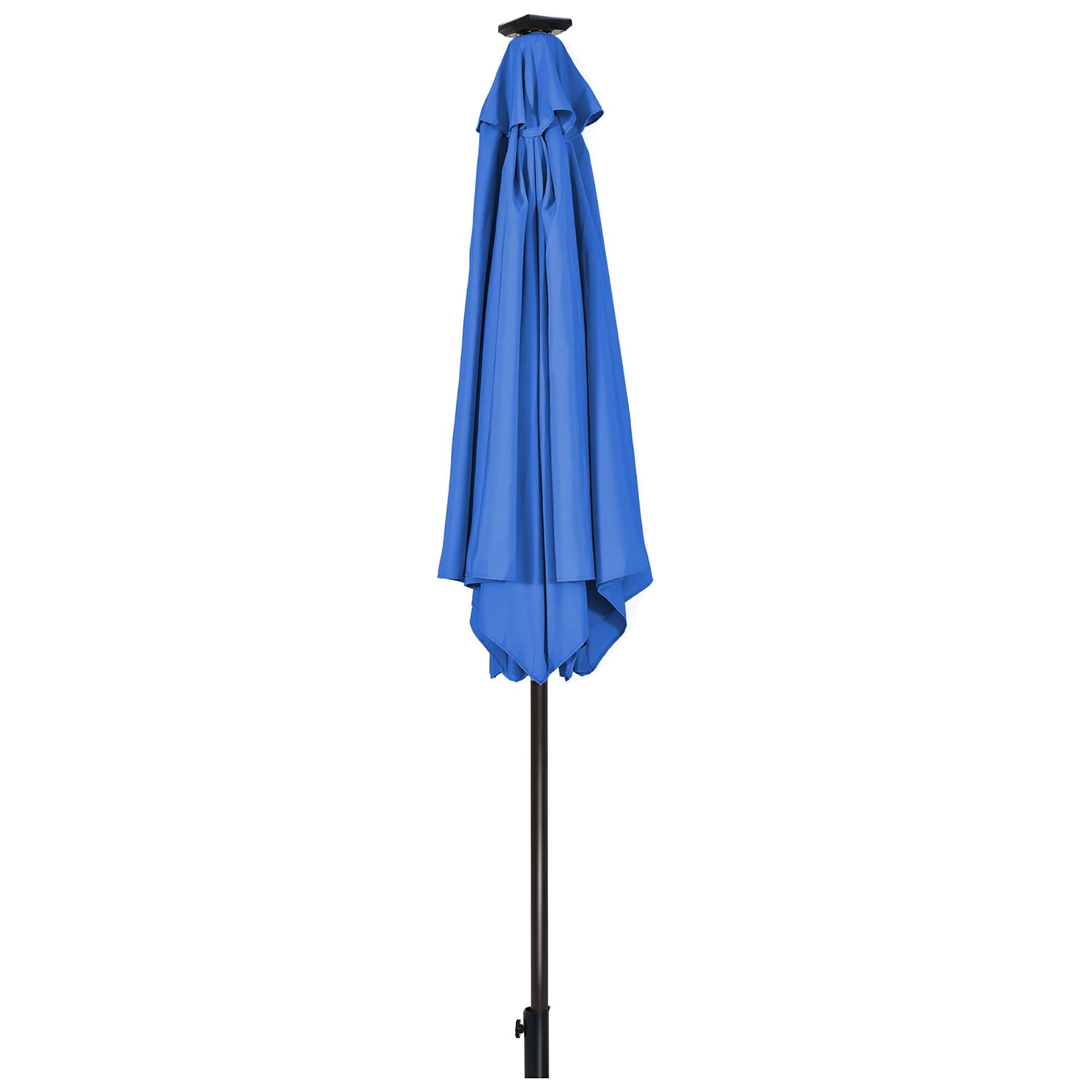 Alt View 2. Costway - 9' Solar LED Lighted Patio Market Umbrella Tilt Adjustment Crank Lift - Blue.