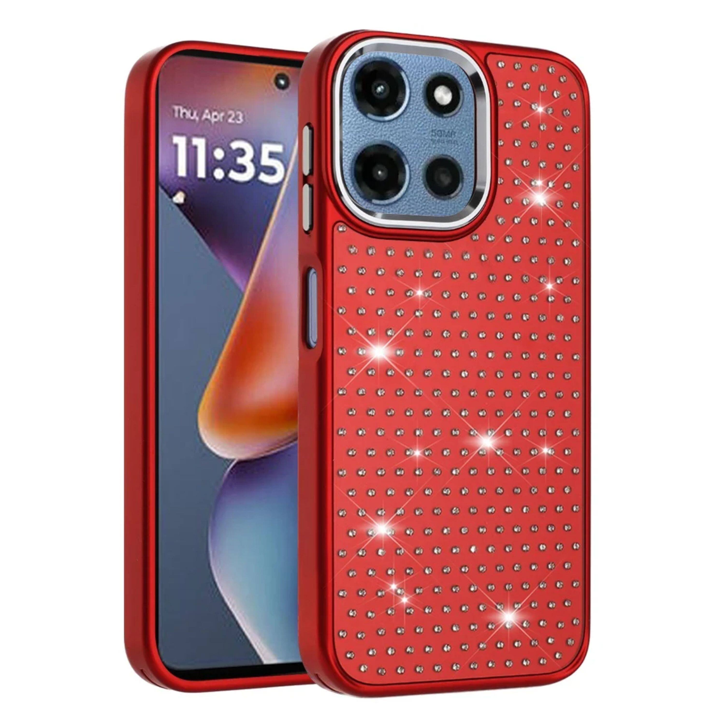 Kitcheniva Faux Crystals Chrome Design Phone Case With Tempered Glass ...