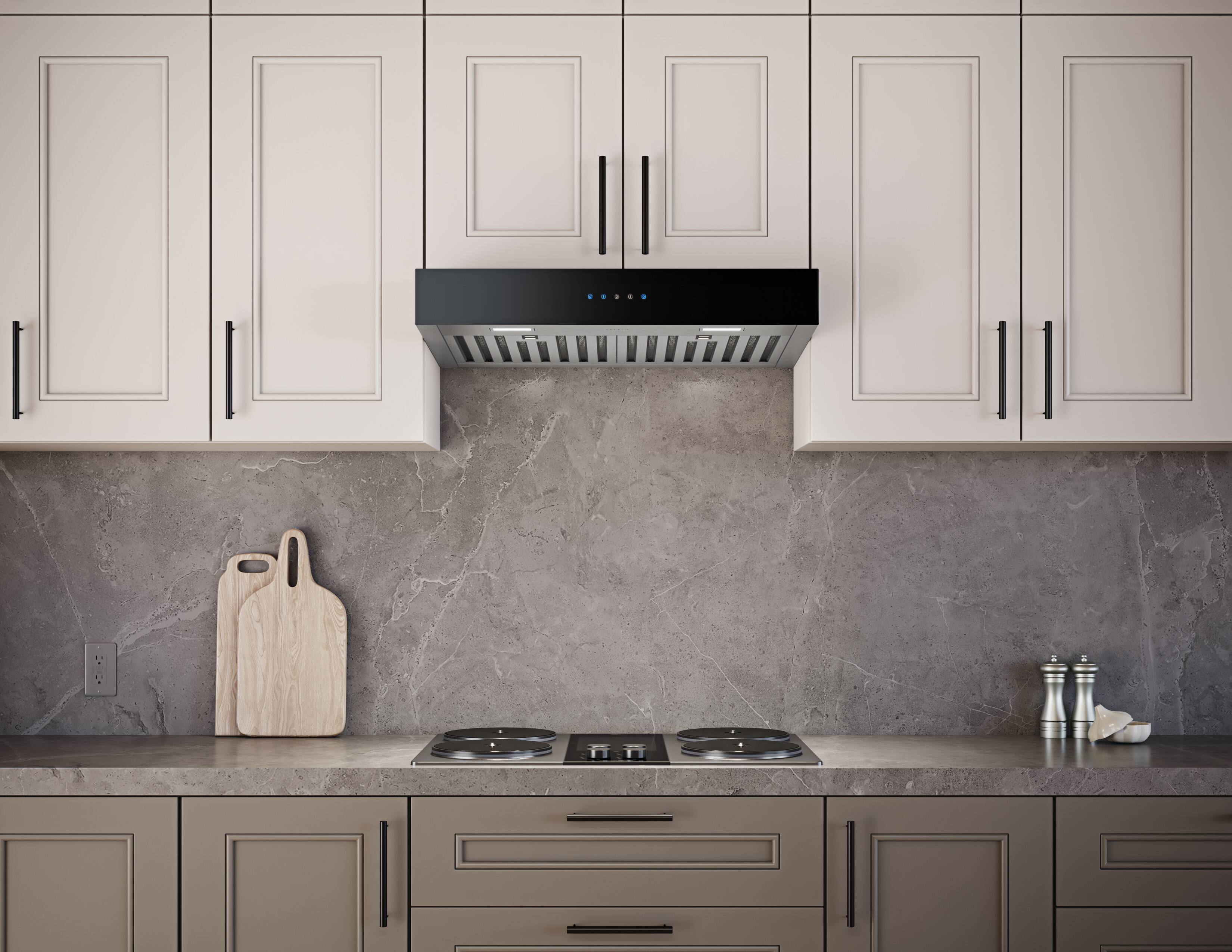 Alt View 11. Zephyr - Vetro 30 in. 500 CFM Under Cabinet Mount Range Hood with LED Light - Black.