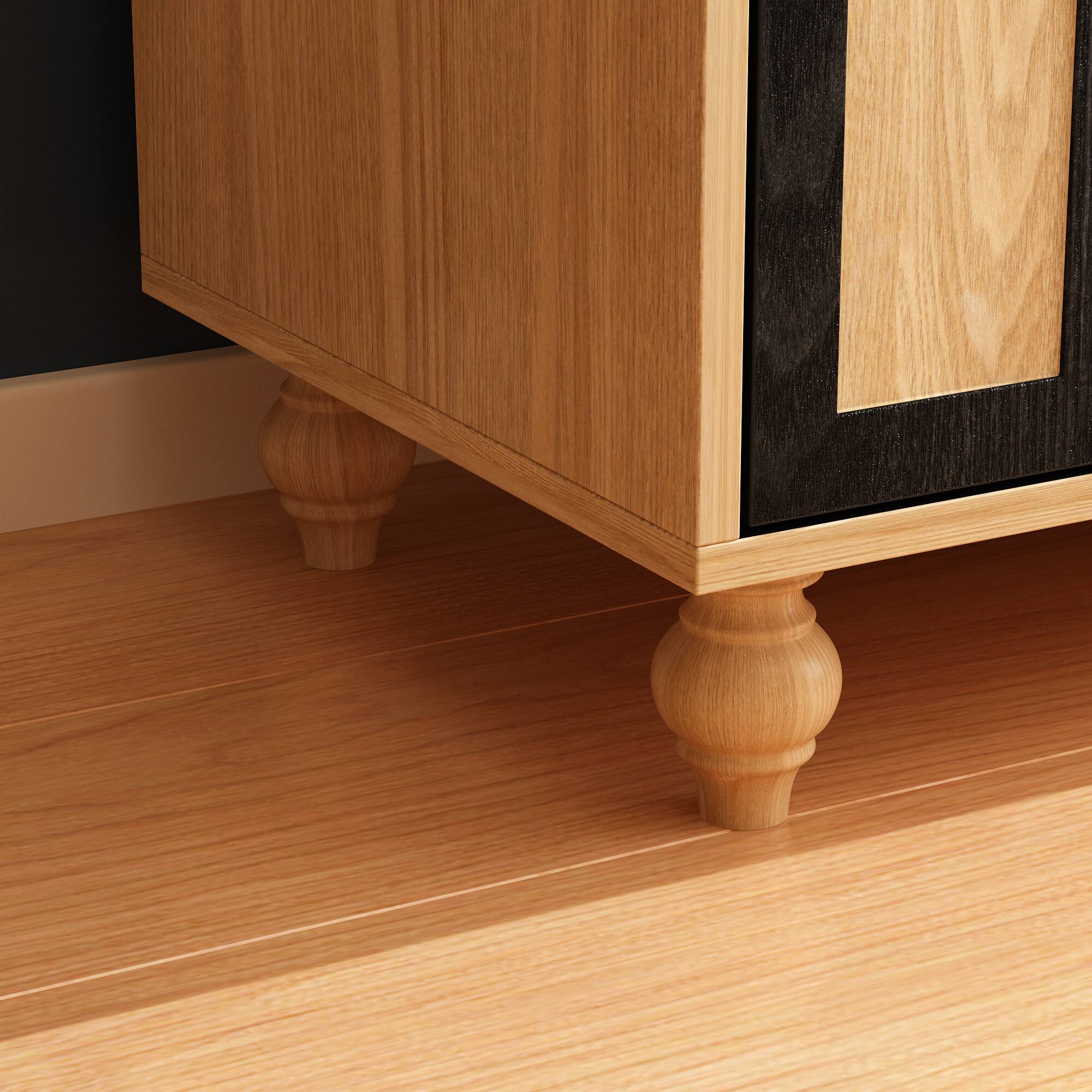 Alt View 1. FUFU&GAGA - FUFU&GAGA Press - to - Open Storage Cabinet: Anti - Tip, Stylish Organizer Dresser - Black & Wooden.