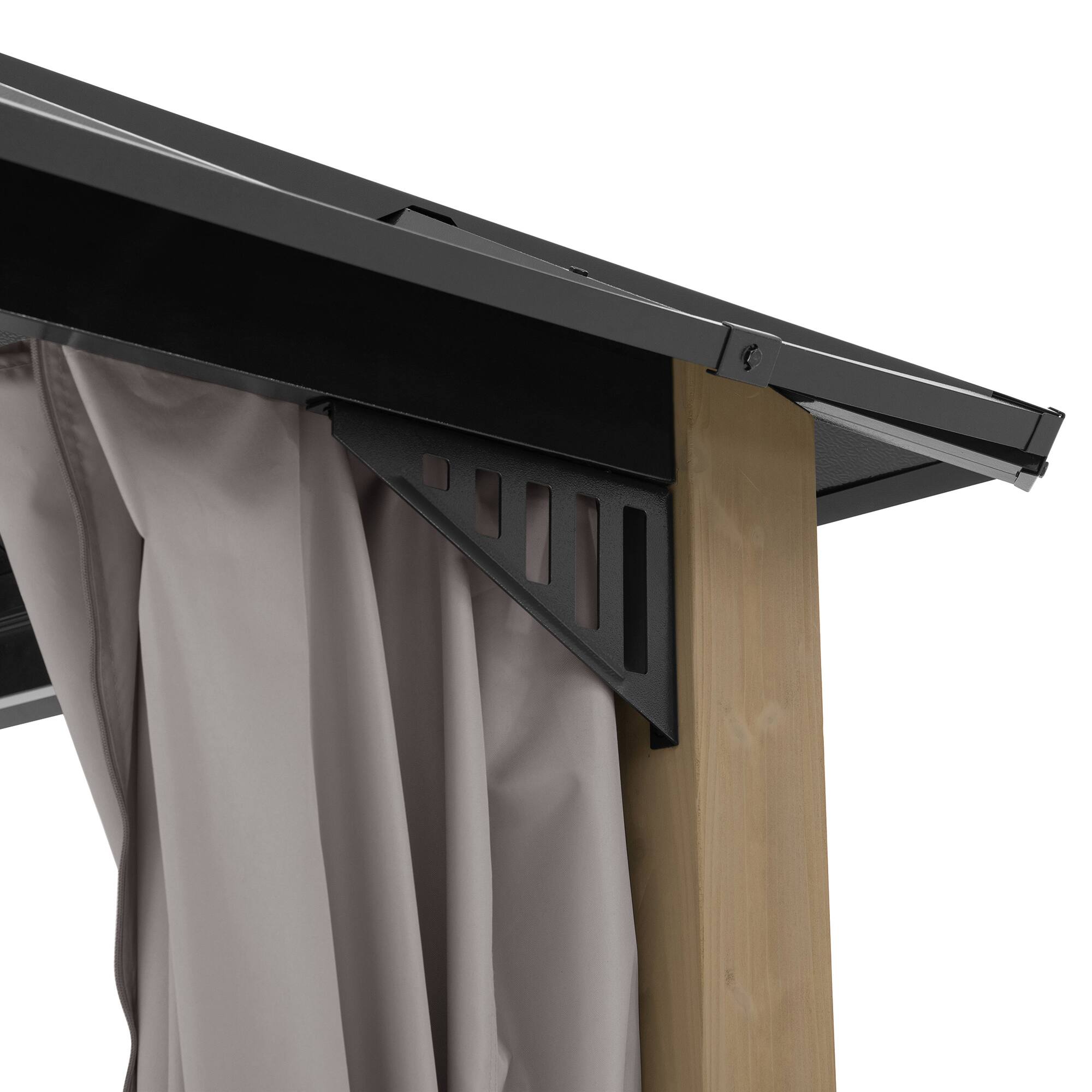 Alt View 1. SUNJOY - SUNJOY Kingston 20x12 Gazebo, Steel Hardtop Gazebo with Curtain and Netting - Cedar Posts.