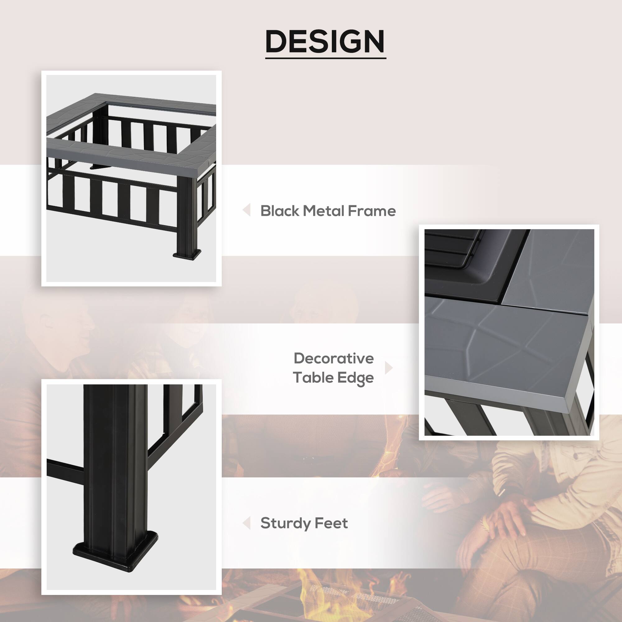 DESIGN

- Black Metal Frame
- Decorative Table Edge
- Sturdy Feet