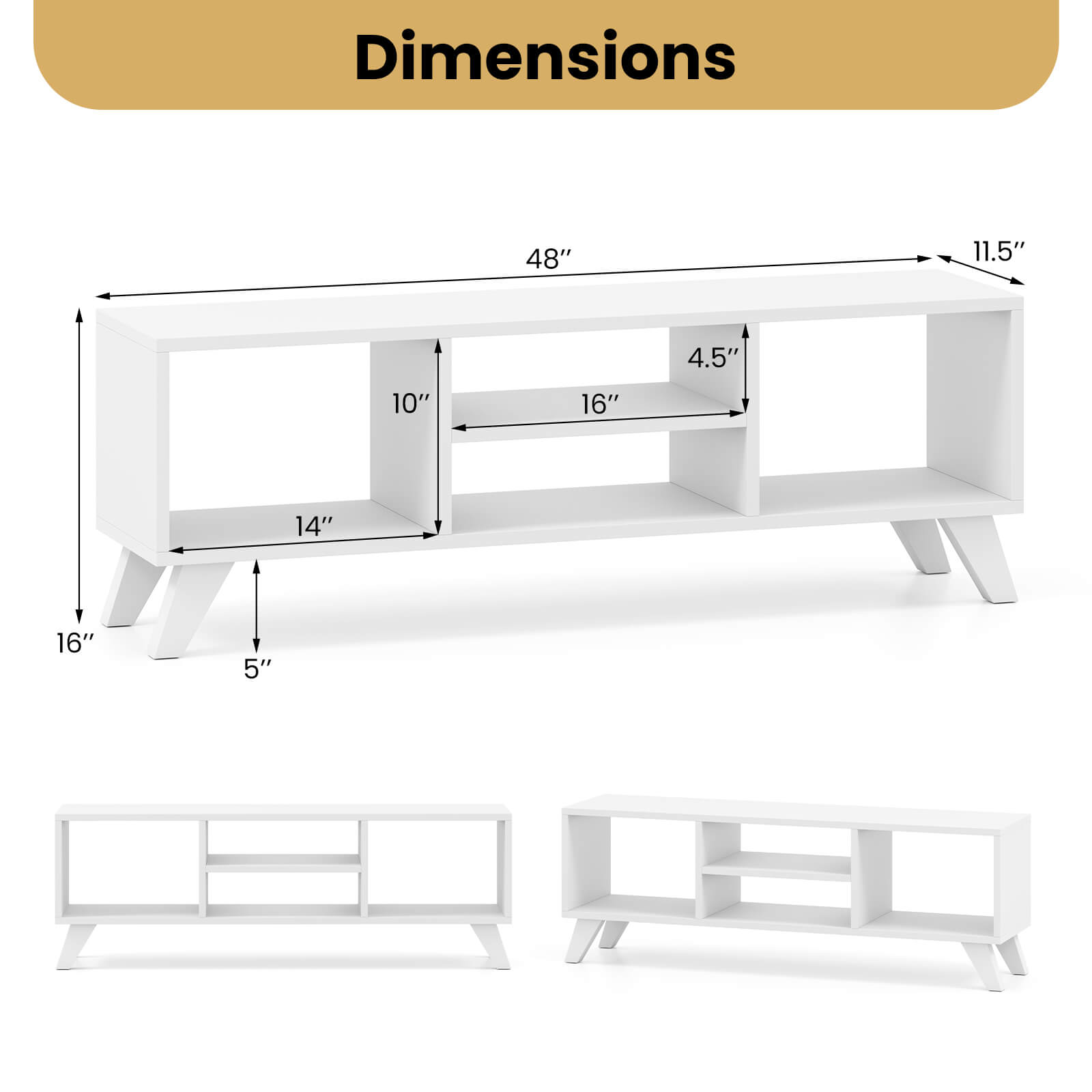 Dimensions: 48" x 11.5" x 4.5" x 10" x 16" x 14" x 16" x 5".
