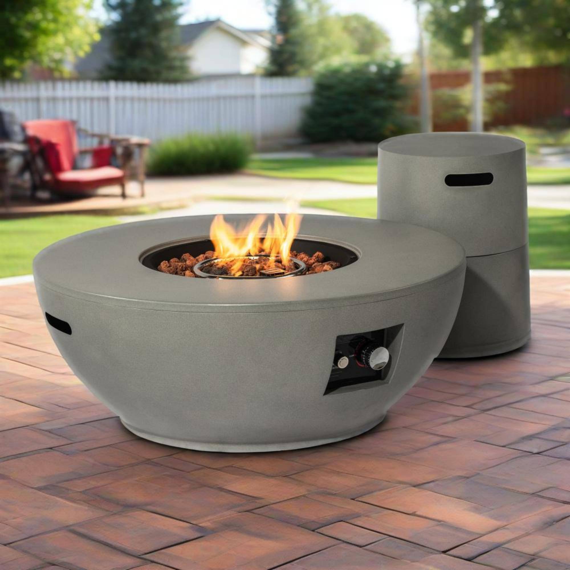 Alt View 1. Dexmalle - Dexmalle-2-Pieces 36" Propane Gas Fire Pit Table with Tank Holder-Grey.