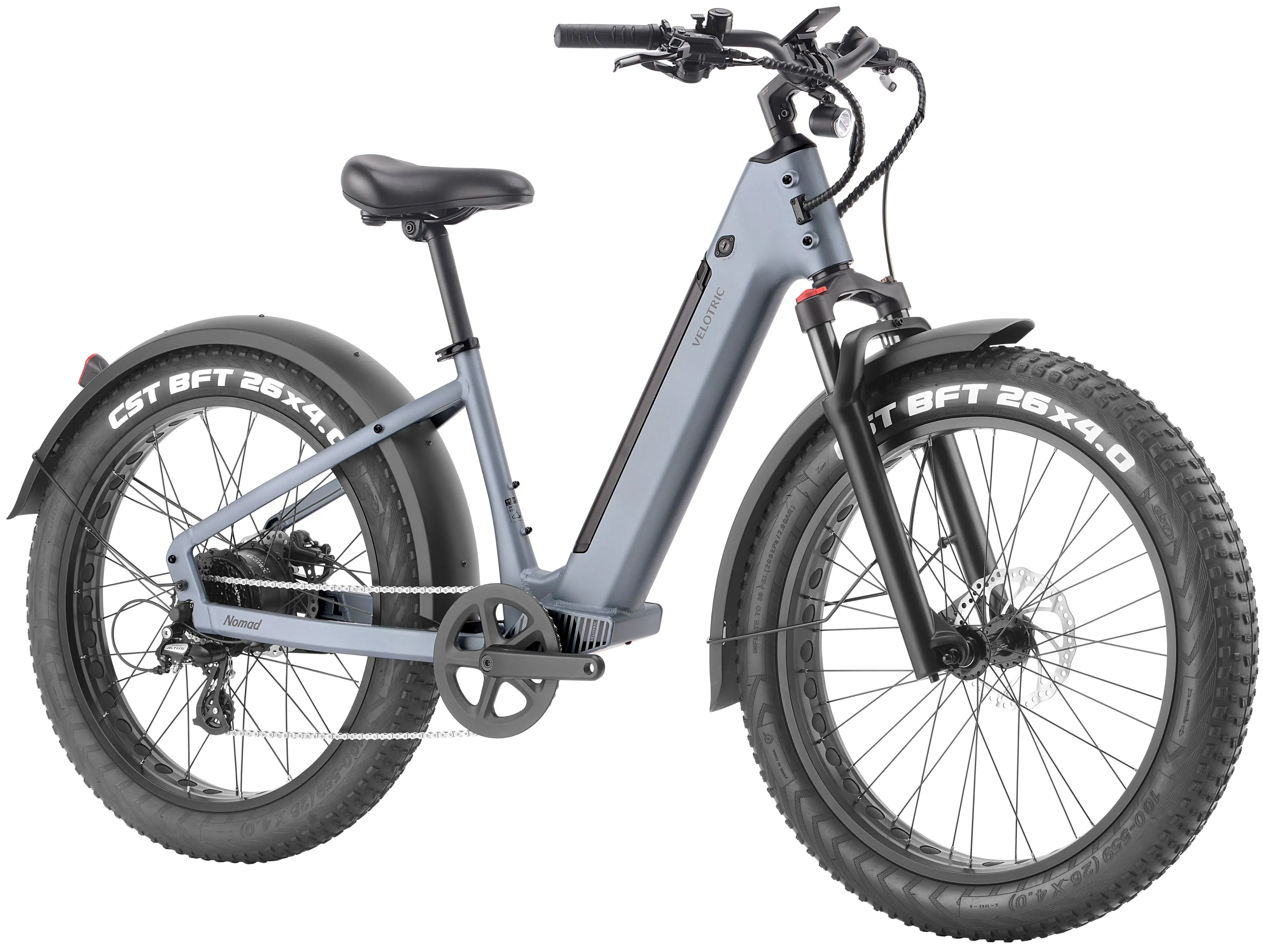 Velotric - Nomad 1 Plus Step-Through Fat Tire Ebike with 55 miles Max Range and 28 MPH Max Speed UL Certified - Indigo Grey