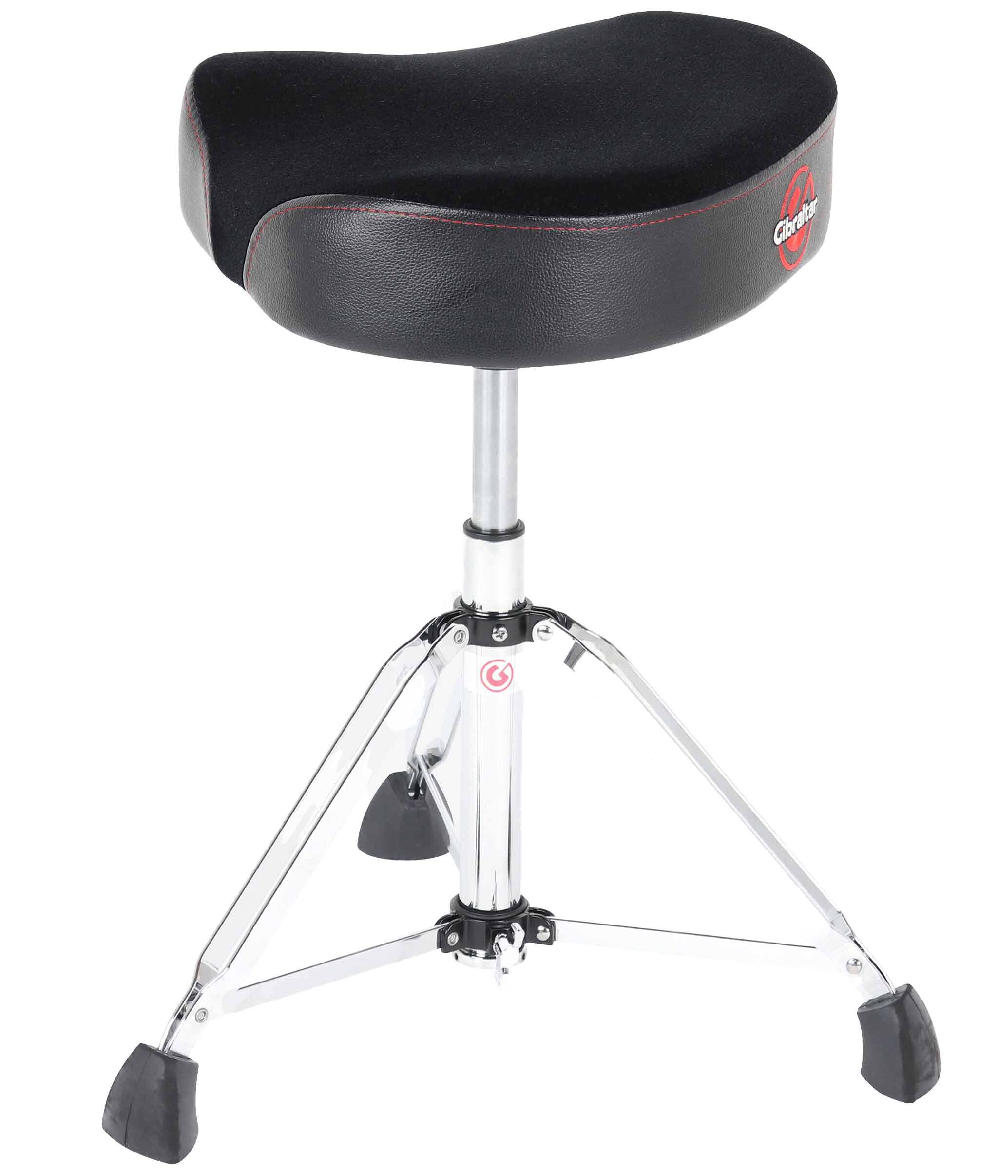 Angle. Gibraltar Hardware - Hydraulic Drum Throne with Oversized Saddle Seat and Pneumatic Height Adjustment, Double-Braced Tripod, Super Foot Base.
