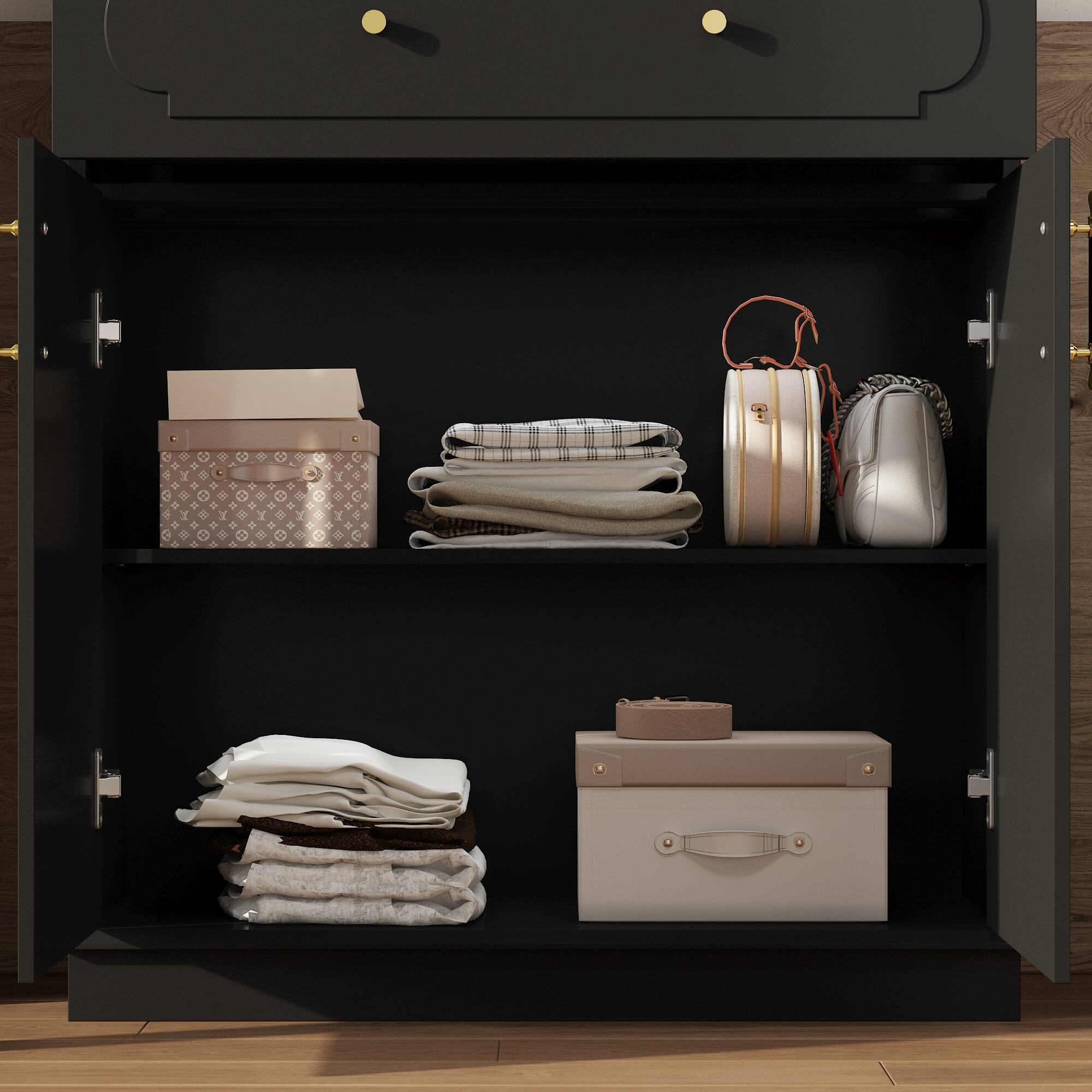 Alt View 6. Famapy - Famapy Anti - Tip Minimalist Storage Cabinet: Multi - Scenario Organizer for Bedroom, Study & Living Room - Black.