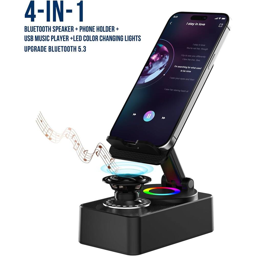 4-IN-1  
BLUETOOTH SPEAKER + PHONE HOLDER + USB MUSIC PLAYER + LED COLOR CHANGING LIGHTS  
UPGRADE BLUETOOTH 5.3  

I stay in love  
You're not here, though  
I try to see you differently  
I know the same song  
I'm searching for what used to be mine  
I saw your eyes and then  
I saw her staring back at me