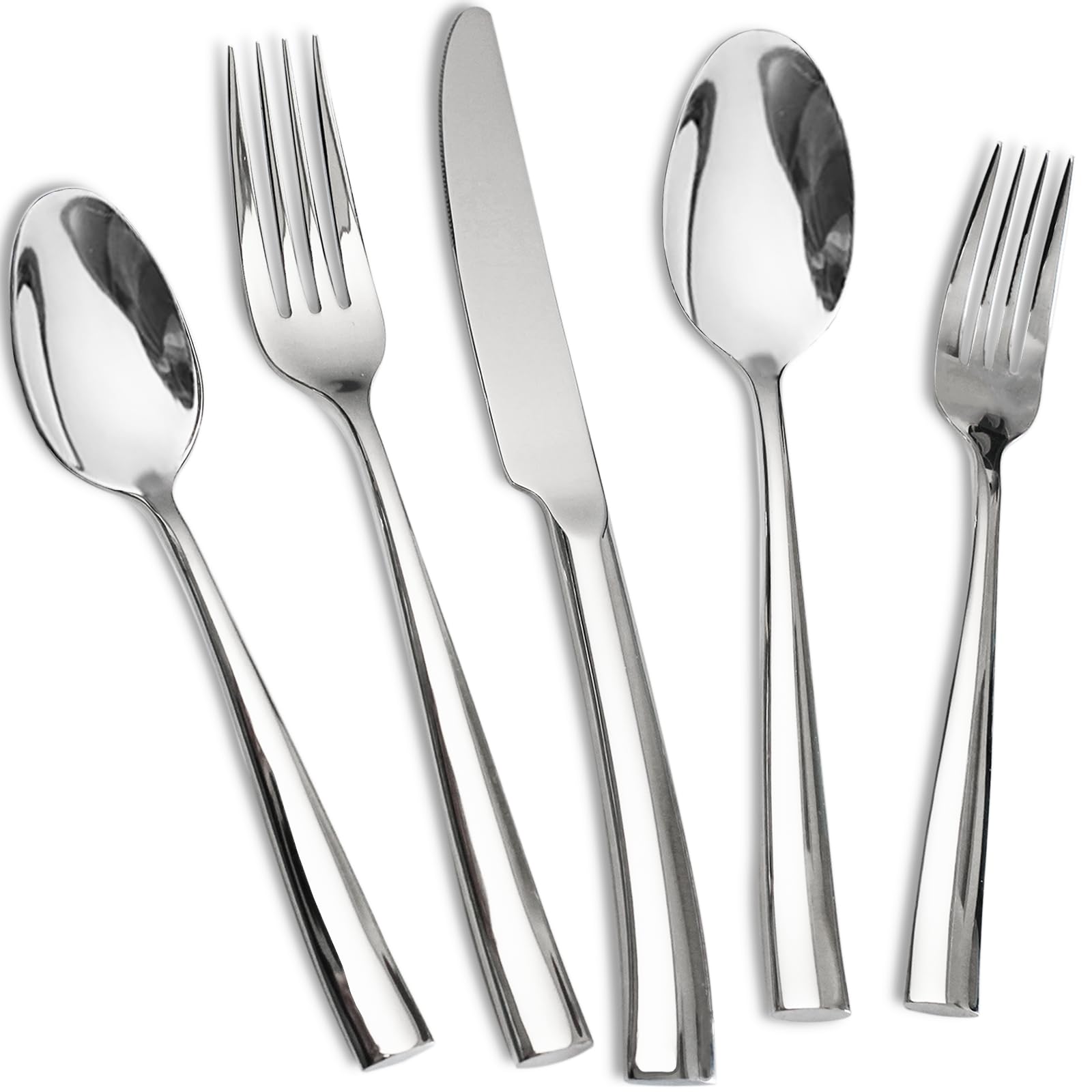 Dazzed Corner - 20-Piece Silverware Set, Glossy Stainless Steel Flatware Service for 4 - NY8JPSC