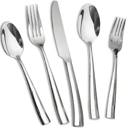 Front. Dazzed Corner - 20-Piece Silverware Set, Glossy Stainless Steel Flatware Service for 4 - NY8JPSC.