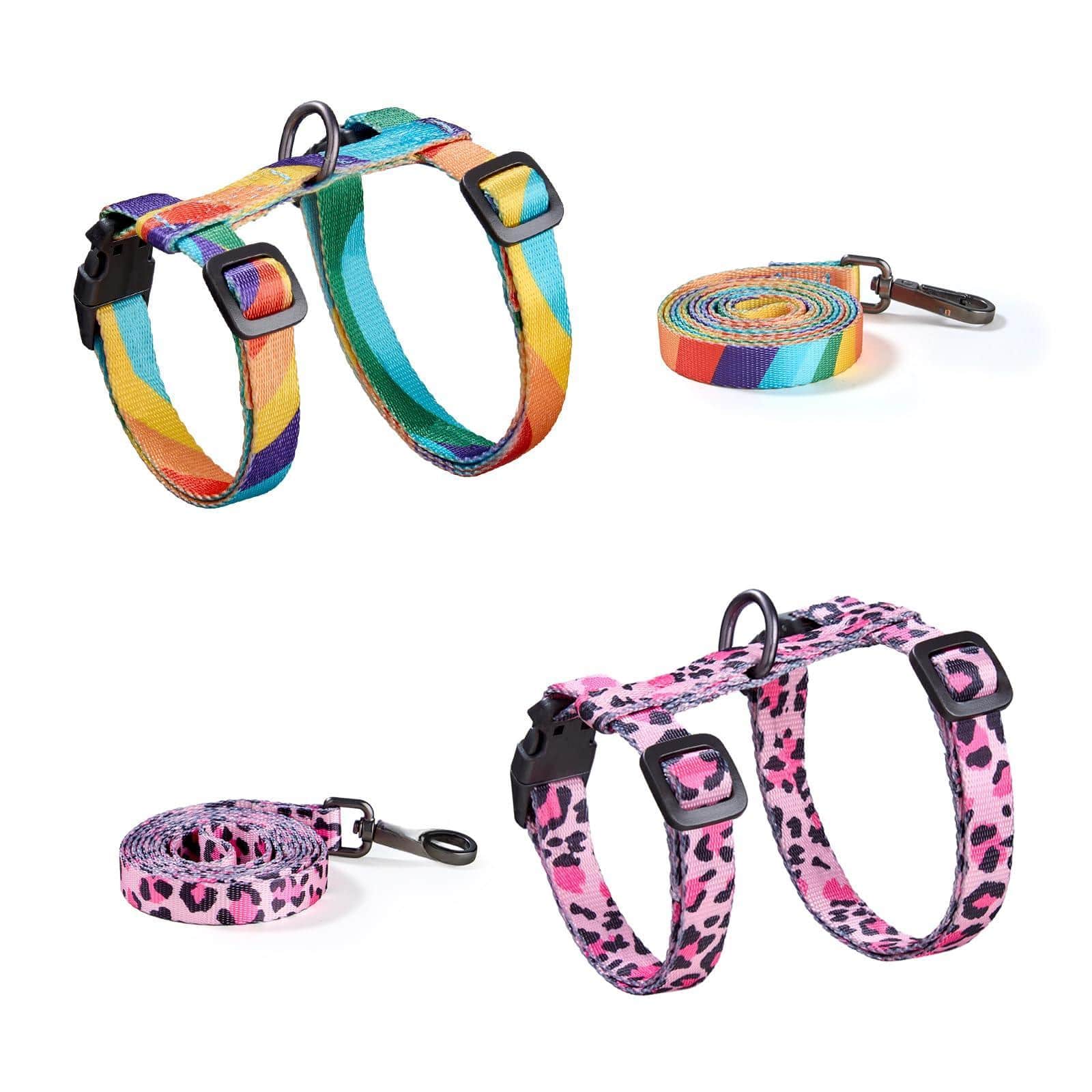 Paradigms Interiors - Cat Harness And Leash Set - Escape Proof Comfortable Soft Use Safe & Easy Walking Travel Kitten For Cats - Yellow & Pink