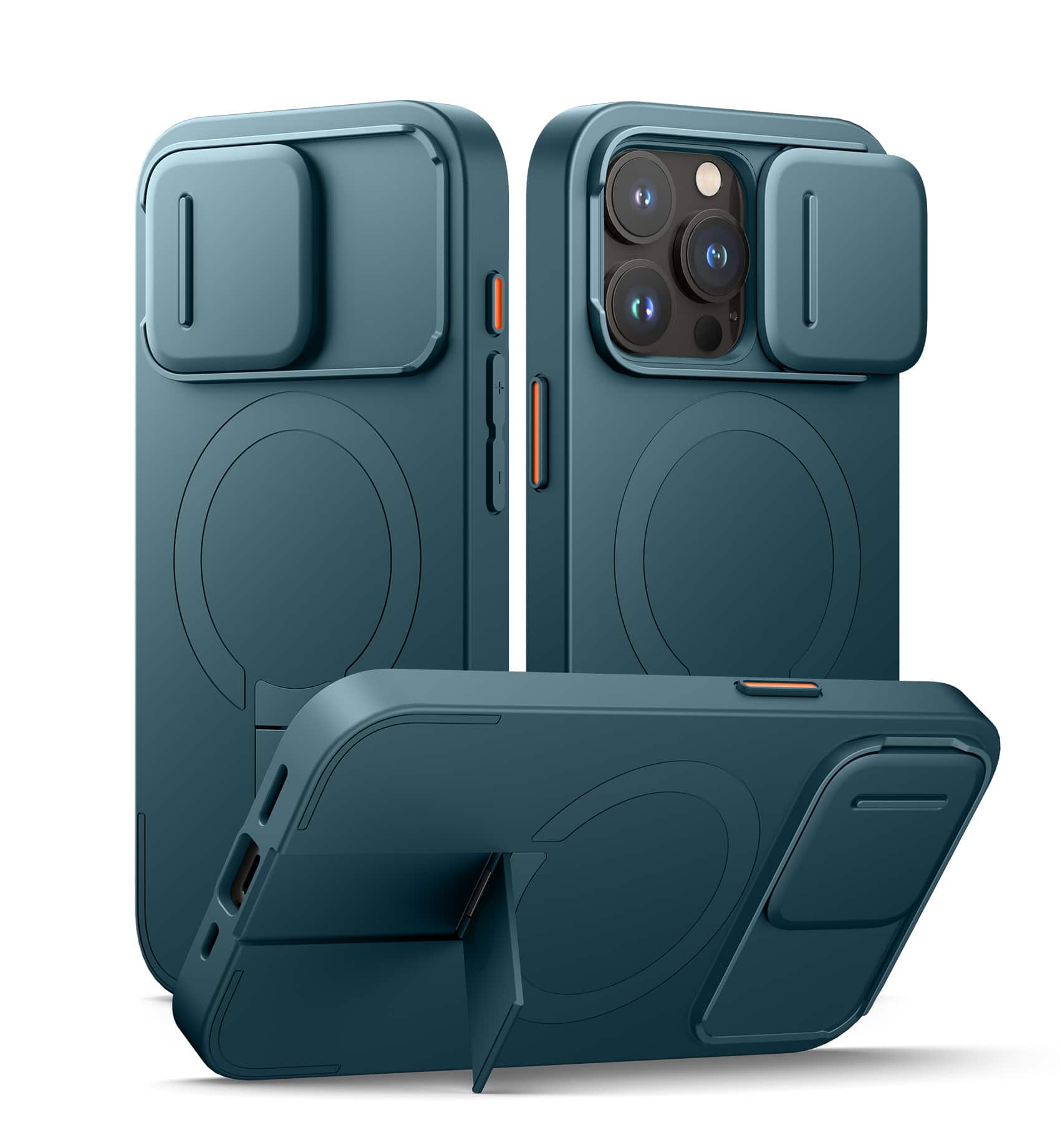 SURITCH - Phone Case for iPhone 15 Pro with Magnetic Camera Slide Cover&Kickstand, Compatible with MagSafe,Shockproof Bumper Cover - Lake Green price history on PriceWatchPro