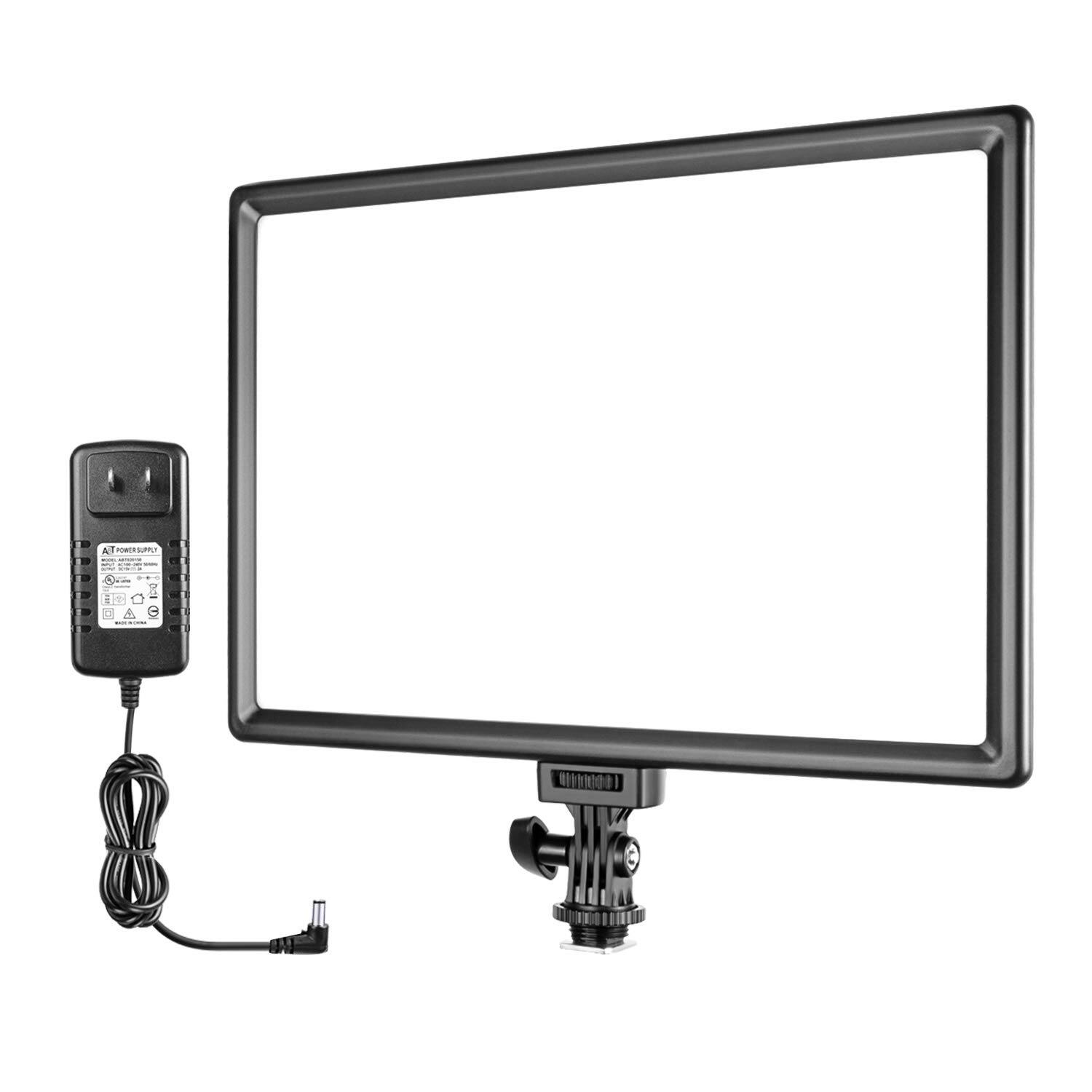 Back. Neewer - 20W Ultra-Thin LED Video Light Panel - Bi-Color Dimmable Key Light with Built-in Battery for Studio - Black.