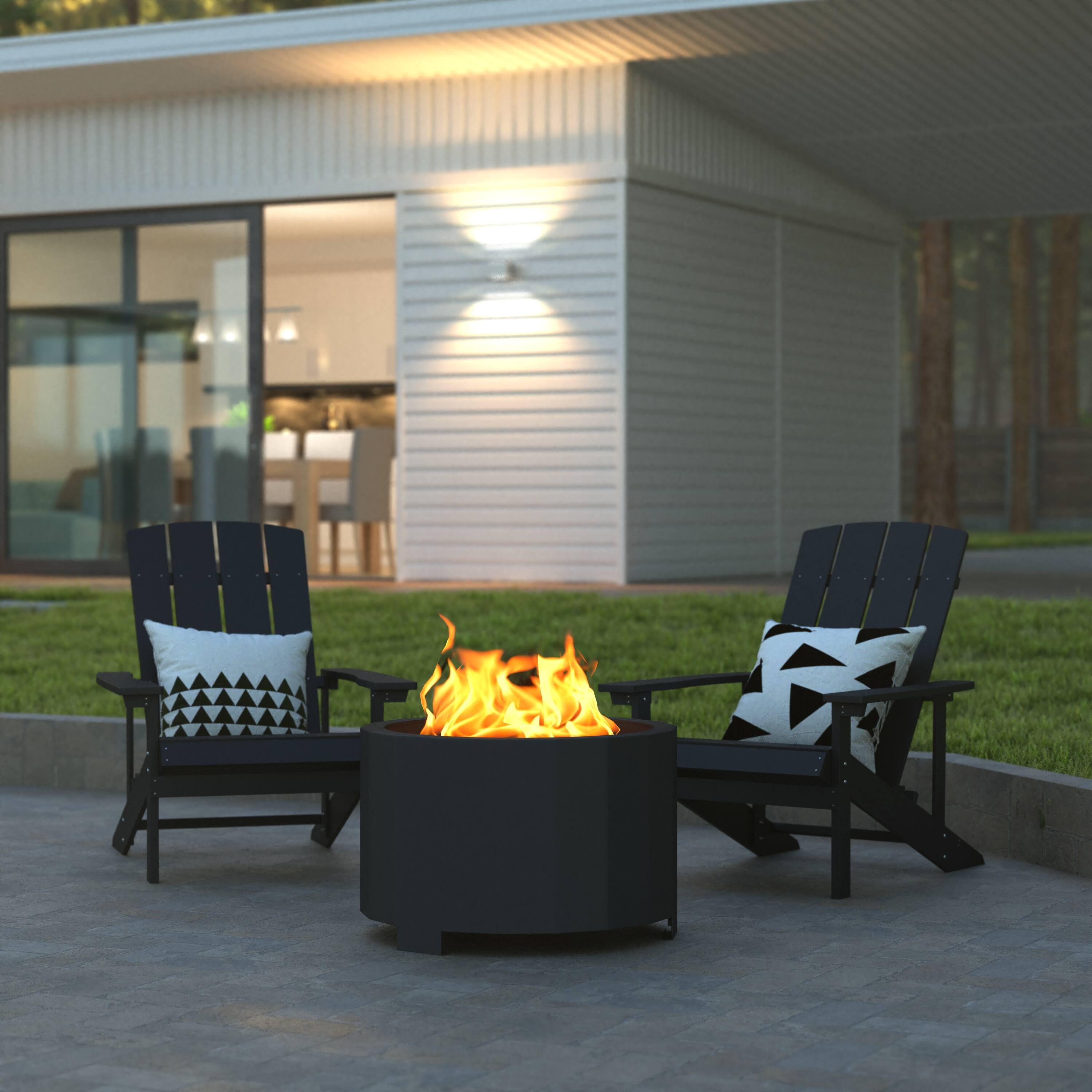 Alt View 1. Emma + Oliver - Hestia Steel Portable Smokeless Wood Burning Firepit with Waterproof Cover for Outdoor Use - Black.