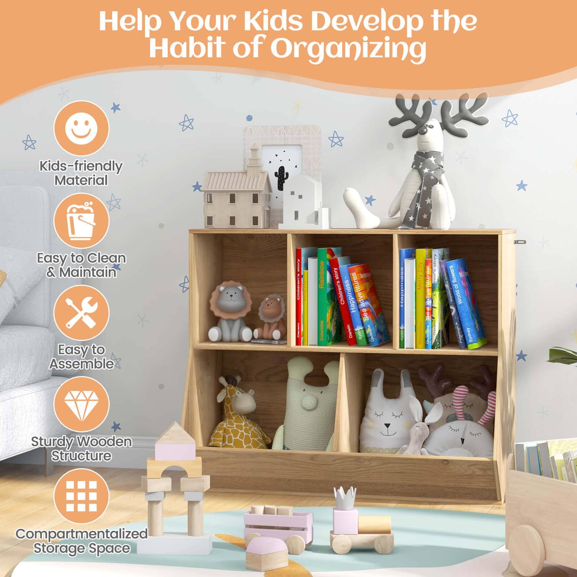 Help Your Kids Develop the Habit of Organizing

- Kids-friendly Material
- Easy to Clean & Maintain
- Easy to Assemble
- Sturdy Wooden Structure
- Compartmentalized Storage Space