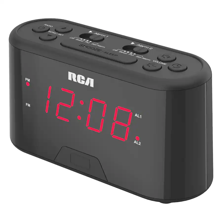 Extra Small Digital Clock RCA Digital FM Radio Alarm Clock RC551, Large Numbers, Battery Backup ...