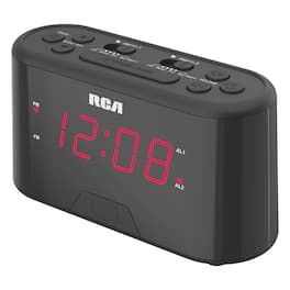 RCA - Digital FM Radio Alarm Clock RC551, Large Numbers, Battery Backup - Black