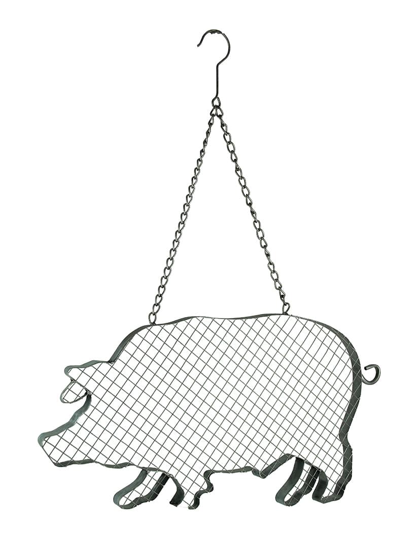 VIP Home and Garden - Metal and Mesh Wire Hanging Pig Farmhouse Decor - Silver