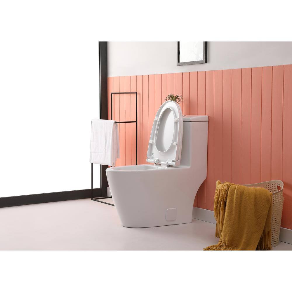 Alt View 7. Elegant Kitchen and Bath - Winslet One-piece elongated Toilet 28x16x29 in White - White.