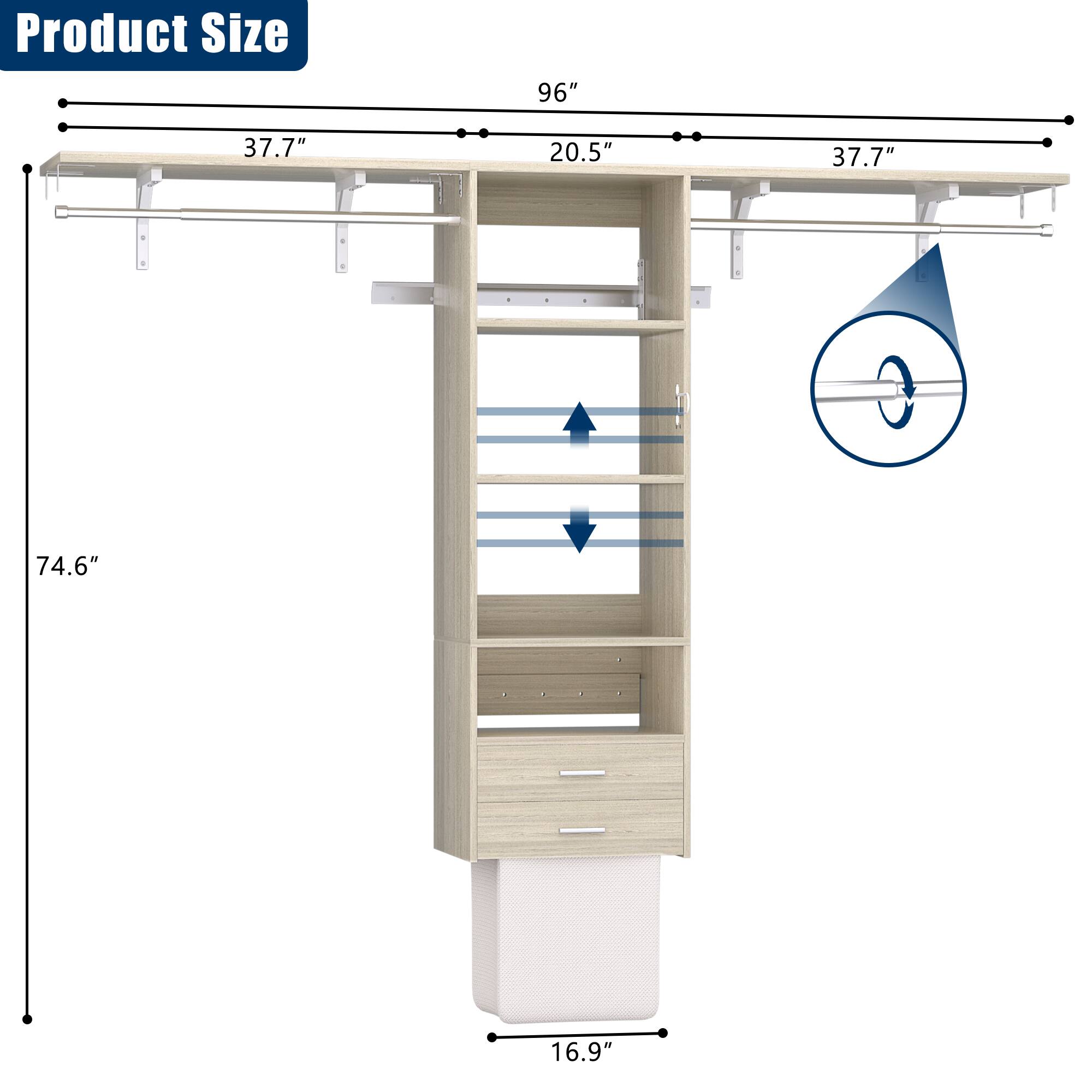 Product Size  
96" x 37.7" x 20.5" x 37.7" x 74.6" x 16.9"