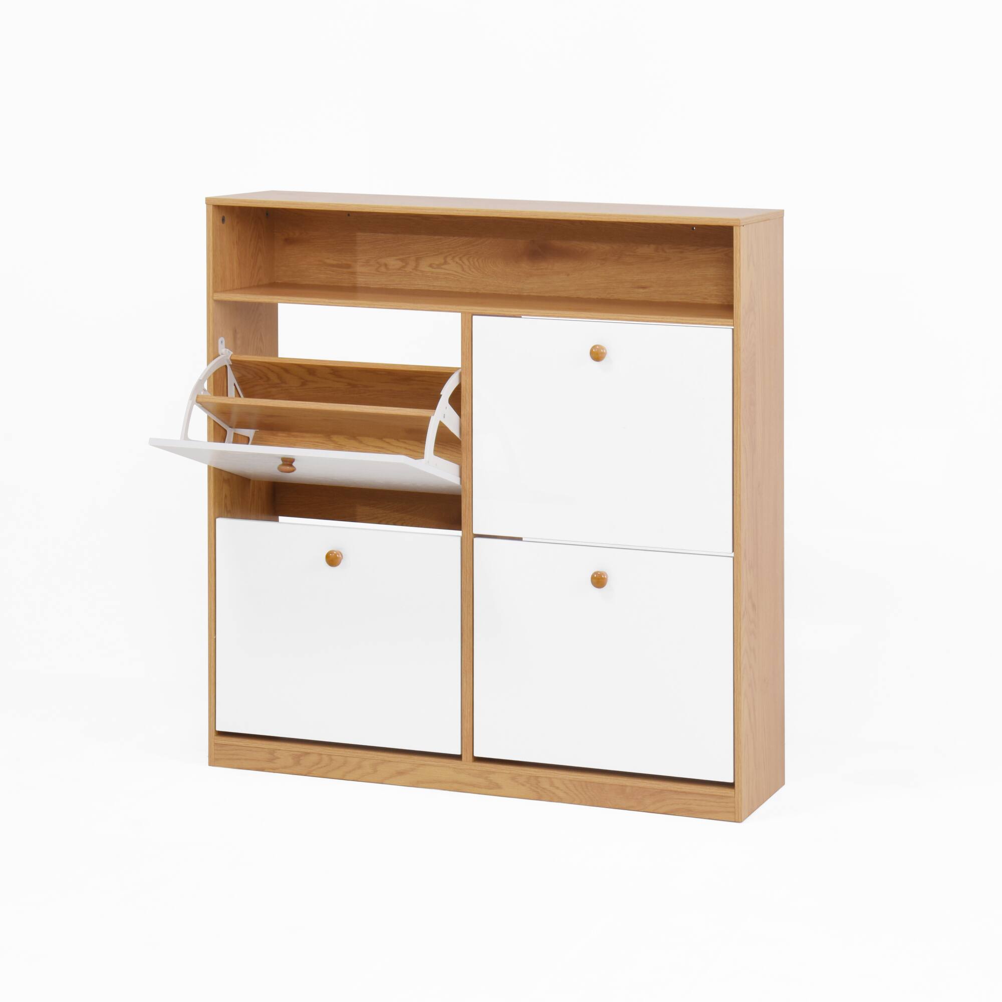 Alt View 9. GOODSILO - Modern Flip-Drawer Shoe Storage Cabinet with Anti-Tip Fitting for Entryway and Hallway Organization - Natural.