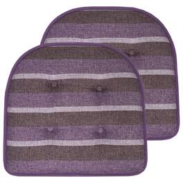 Sweet Home Collection - Bradford Striped U Shaped Memory Foam 17" x 16" Chair Cushion, 2-Pack - Purple