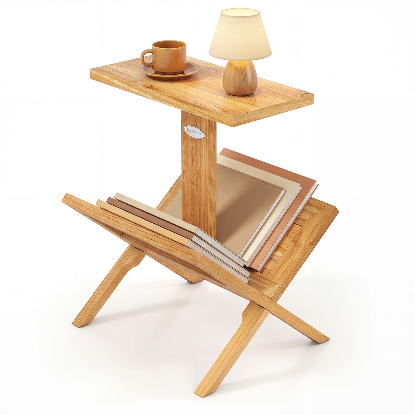 Gymax - 2-Tier Bookshelf Small Bookcase w/ Teak Wood Frame & Anti-Slip Foot Mats - Yellow